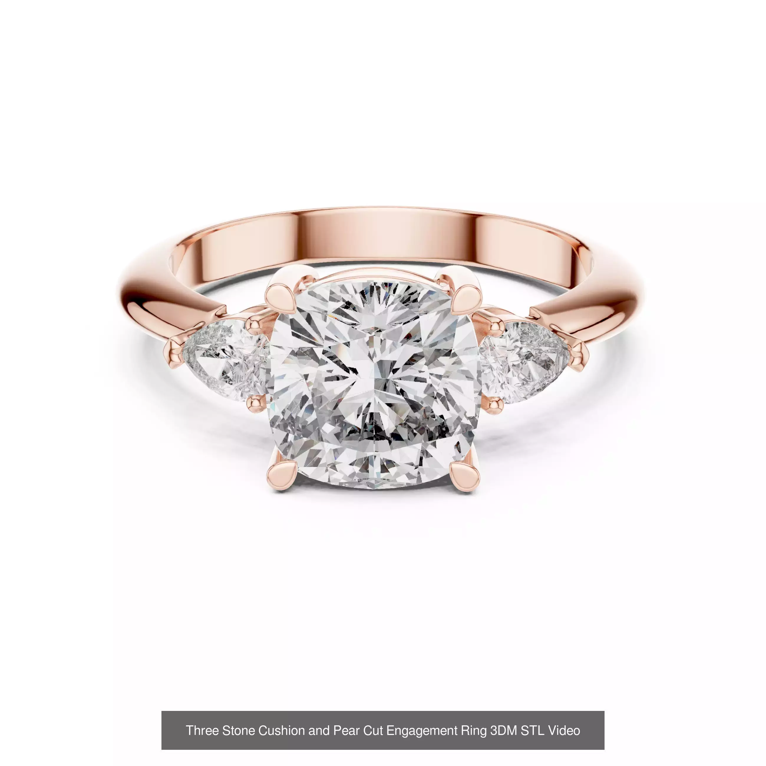 55 Side Pear Diamond Rings 3DM STL OBJ FBX 3 Color Render Video 3D Model Collection_28