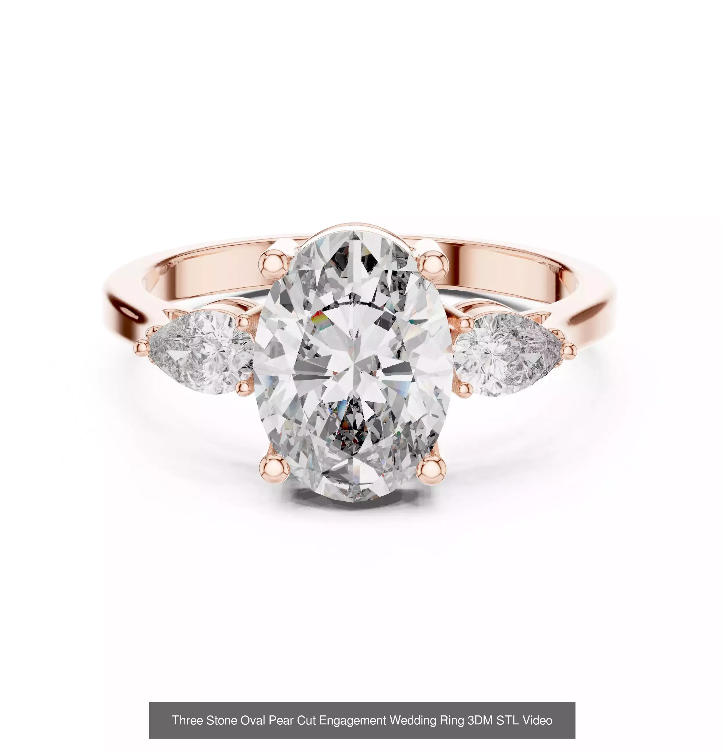 55 Side Pear Diamond Rings 3DM STL OBJ FBX 3 Color Render Video 3D Model Collection_20