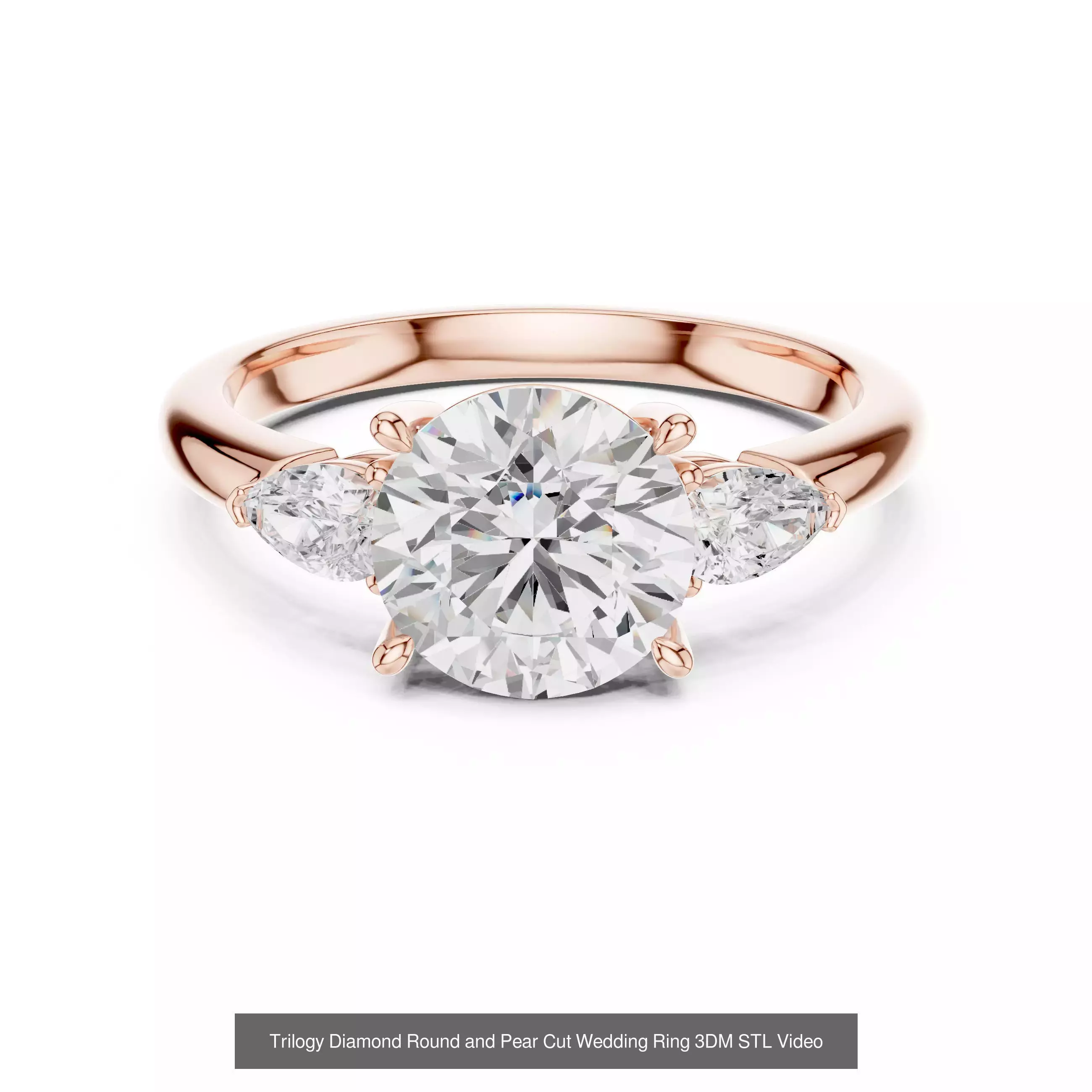 55 Side Pear Diamond Rings 3DM STL OBJ FBX 3 Color Render Video 3D Model Collection_37