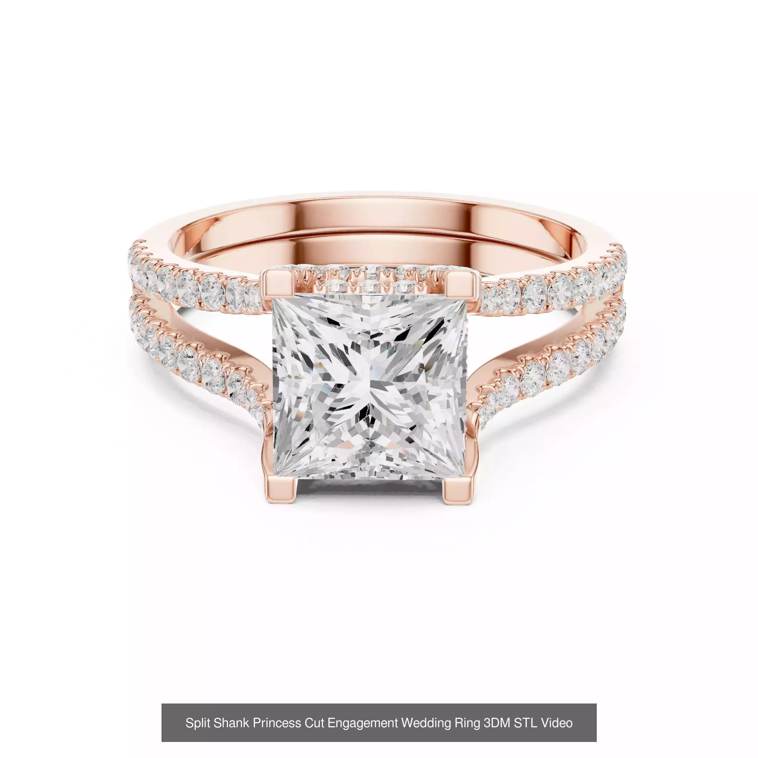 179 Princess Diamond Rings 3DM STL OBJ FBX 3 Color Render Video 3D Model Collection_37