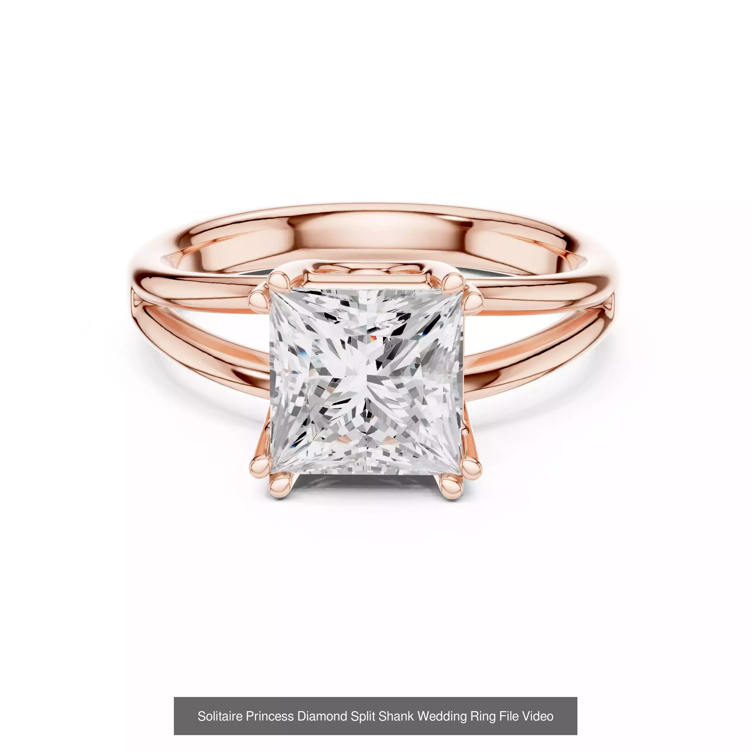 179 Princess Diamond Rings 3DM STL OBJ FBX 3 Color Render Video 3D Model Collection_199