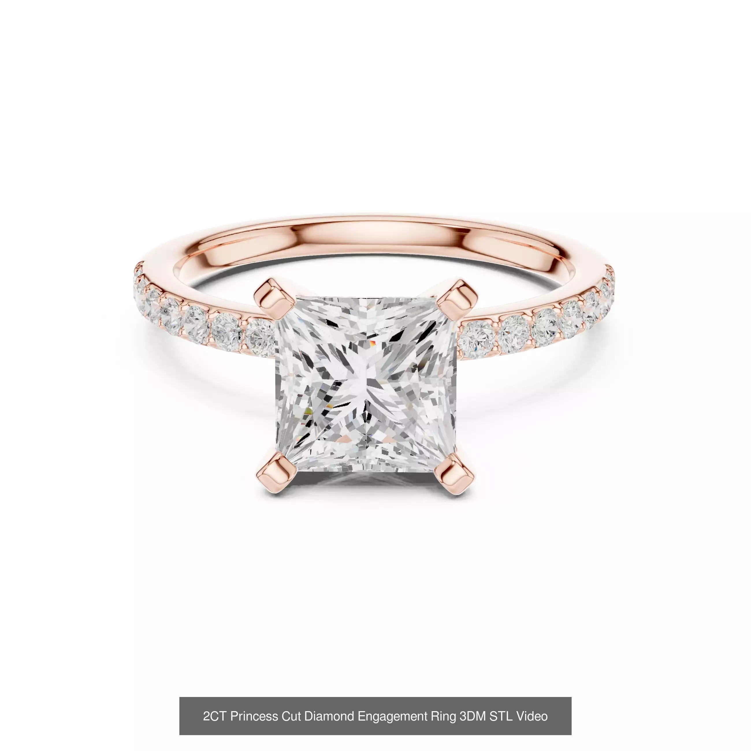 179 Princess Diamond Rings 3DM STL OBJ FBX 3 Color Render Video 3D Model Collection_111