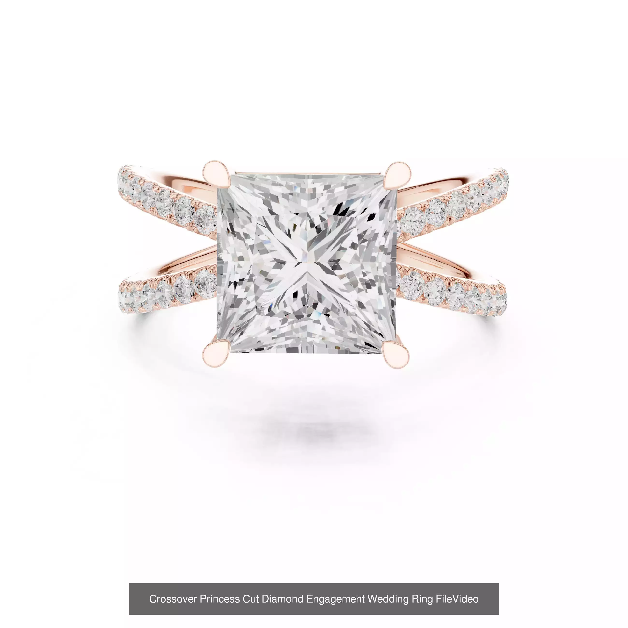 179 Princess Diamond Rings 3DM STL OBJ FBX 3 Color Render Video 3D Model Collection_196