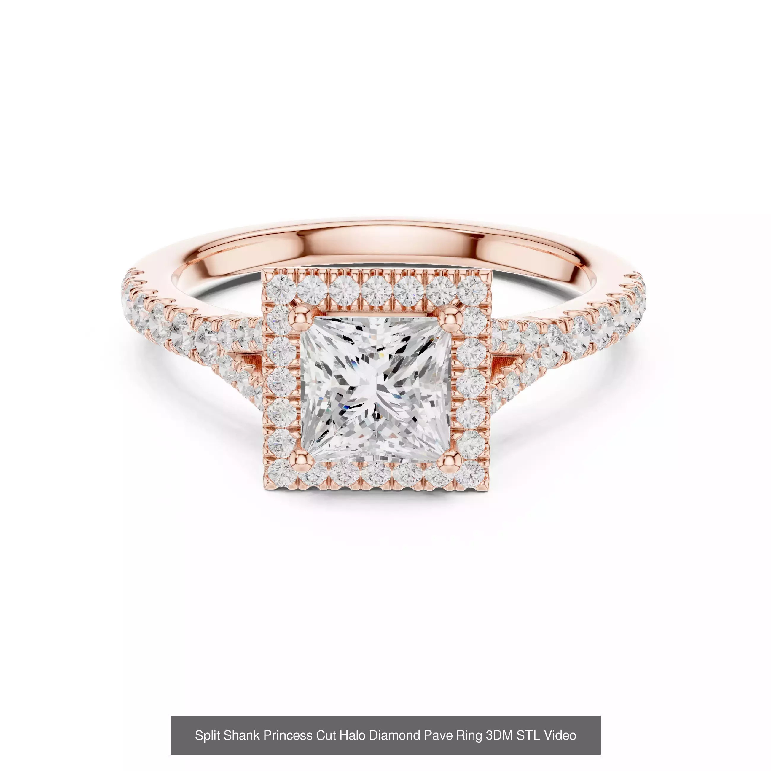 179 Princess Diamond Rings 3DM STL OBJ FBX 3 Color Render Video 3D Model Collection_114