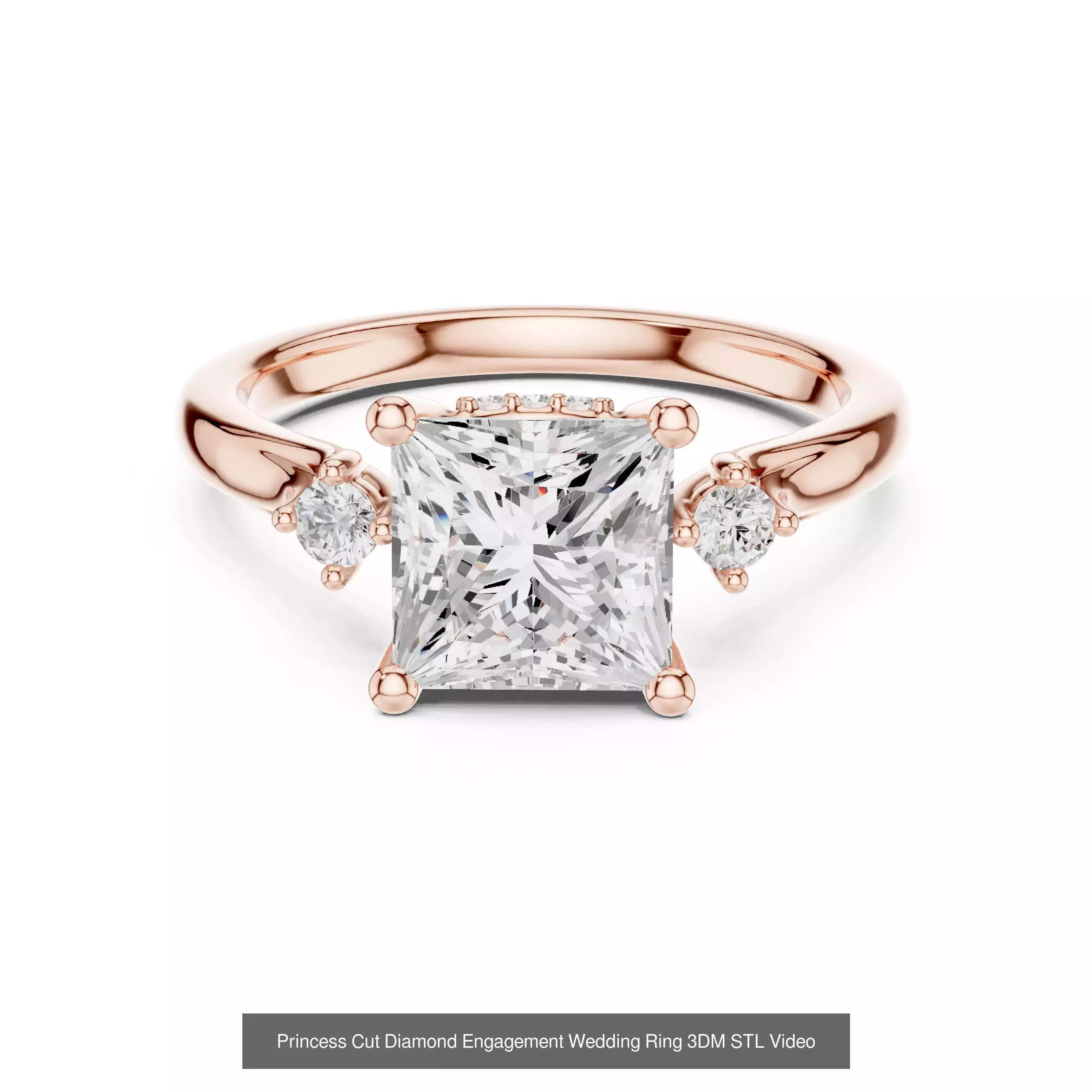 179 Princess Diamond Rings 3DM STL OBJ FBX 3 Color Render Video 3D Model Collection_170