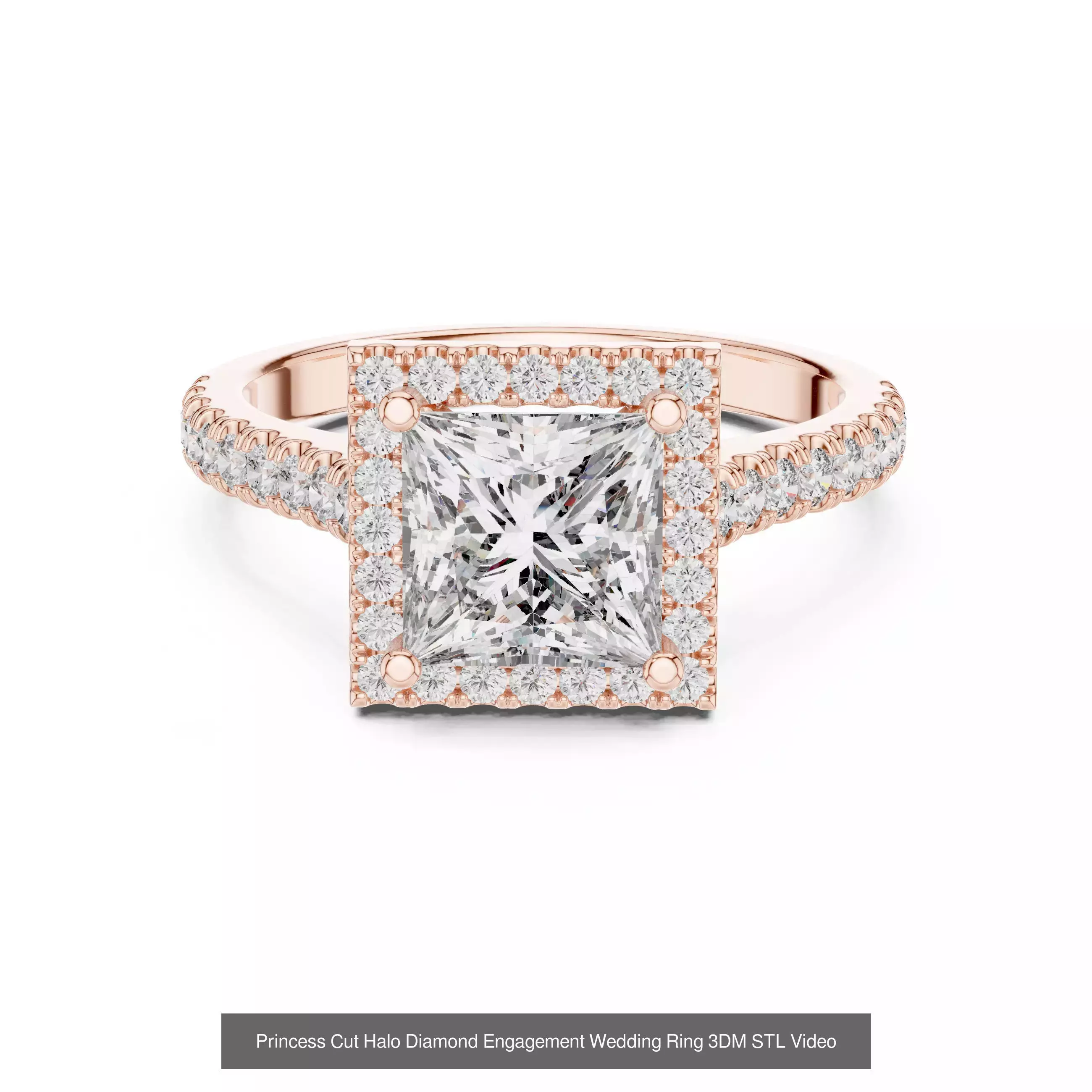 179 Princess Diamond Rings 3DM STL OBJ FBX 3 Color Render Video 3D Model Collection_69