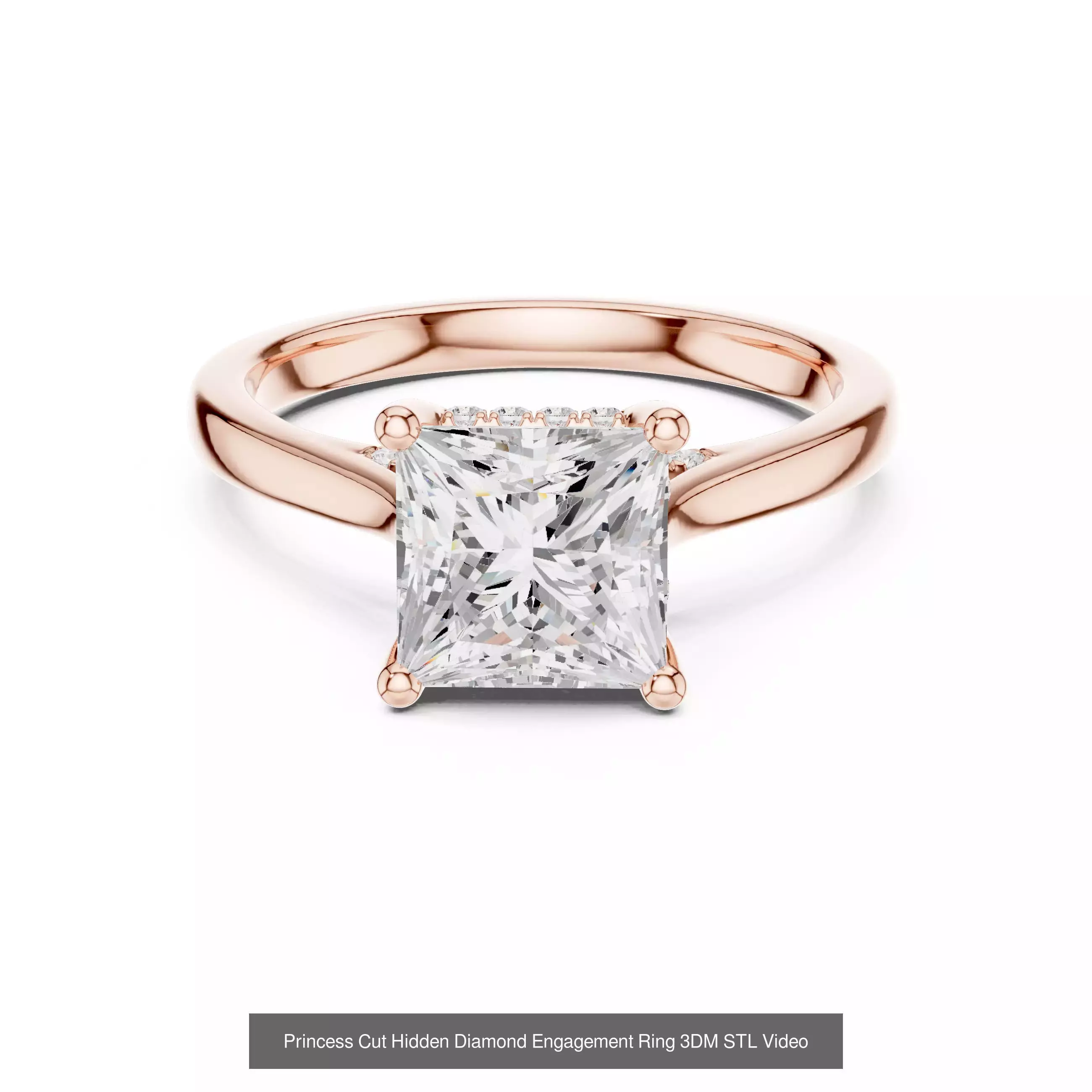 179 Princess Diamond Rings 3DM STL OBJ FBX 3 Color Render Video 3D Model Collection_172