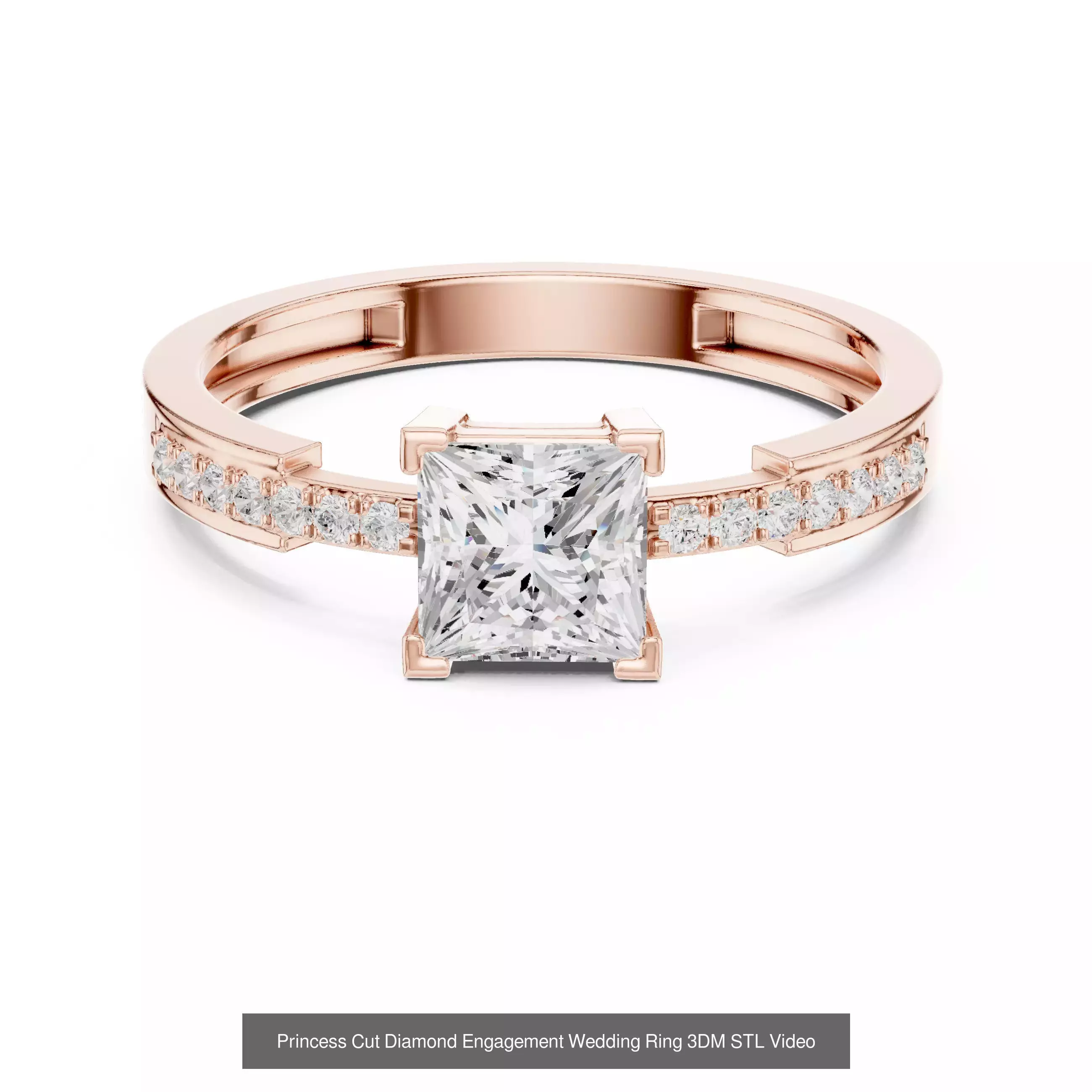 179 Princess Diamond Rings 3DM STL OBJ FBX 3 Color Render Video 3D Model Collection_25