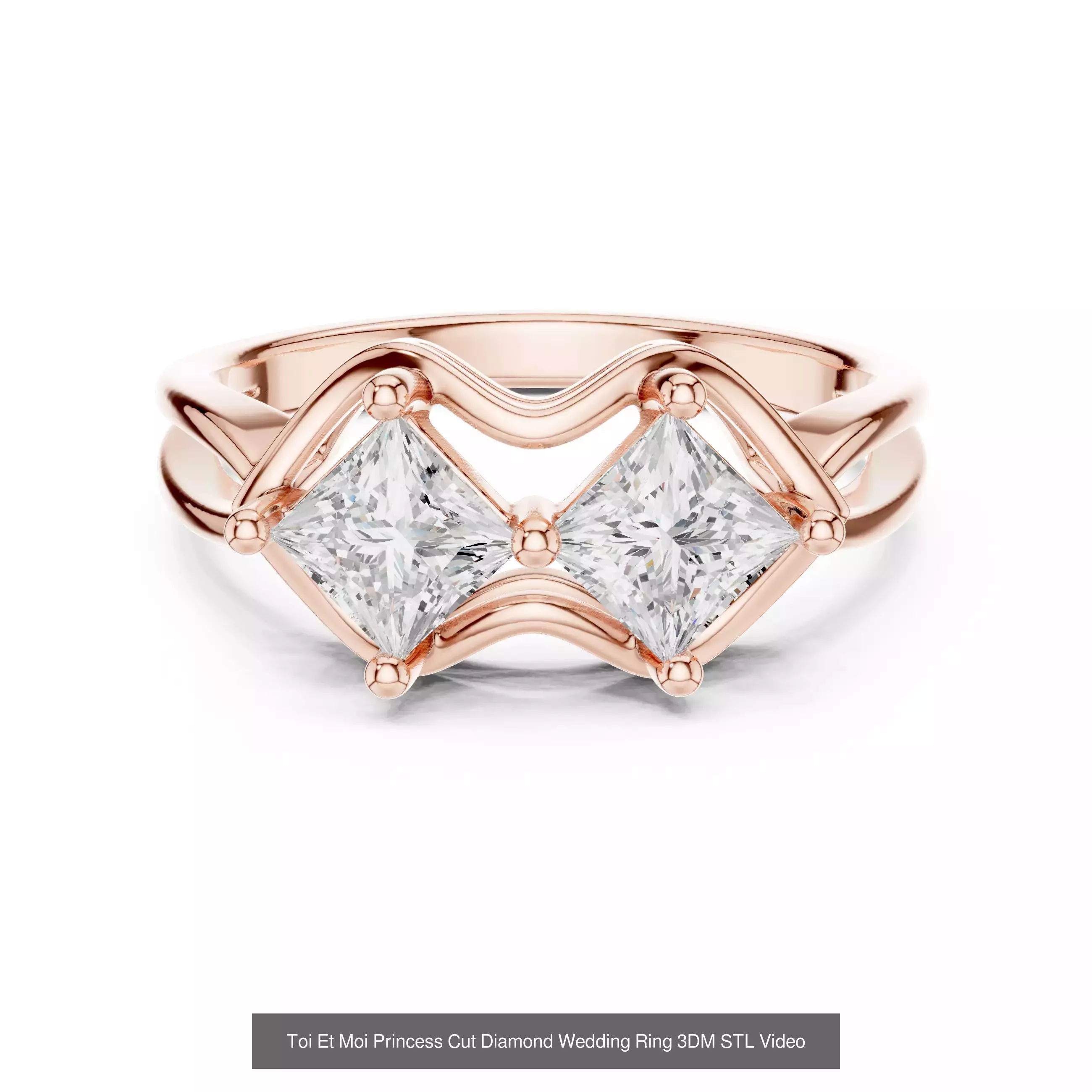 179 Princess Diamond Rings 3DM STL OBJ FBX 3 Color Render Video 3D Model Collection_95