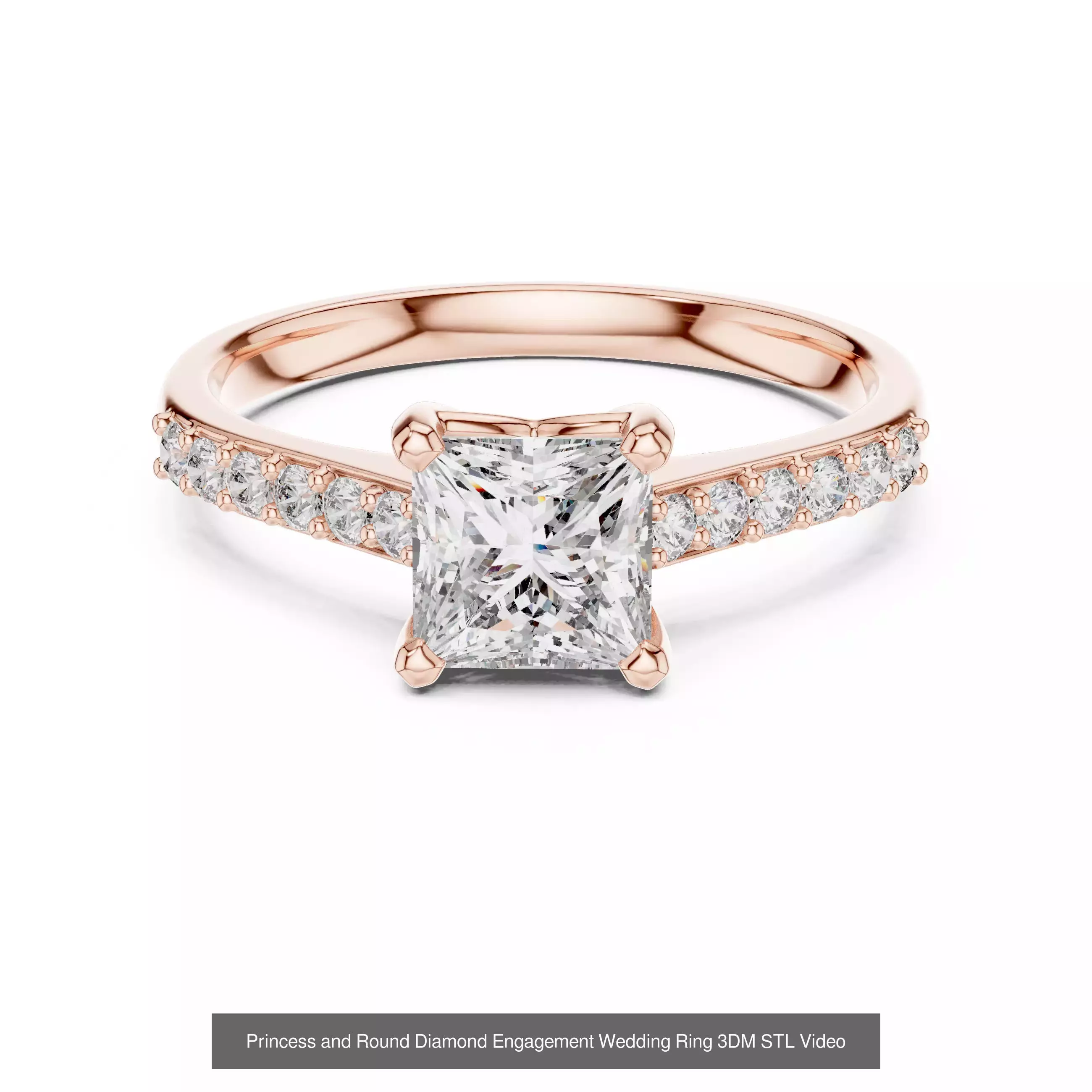 179 Princess Diamond Rings 3DM STL OBJ FBX 3 Color Render Video 3D Model Collection_62