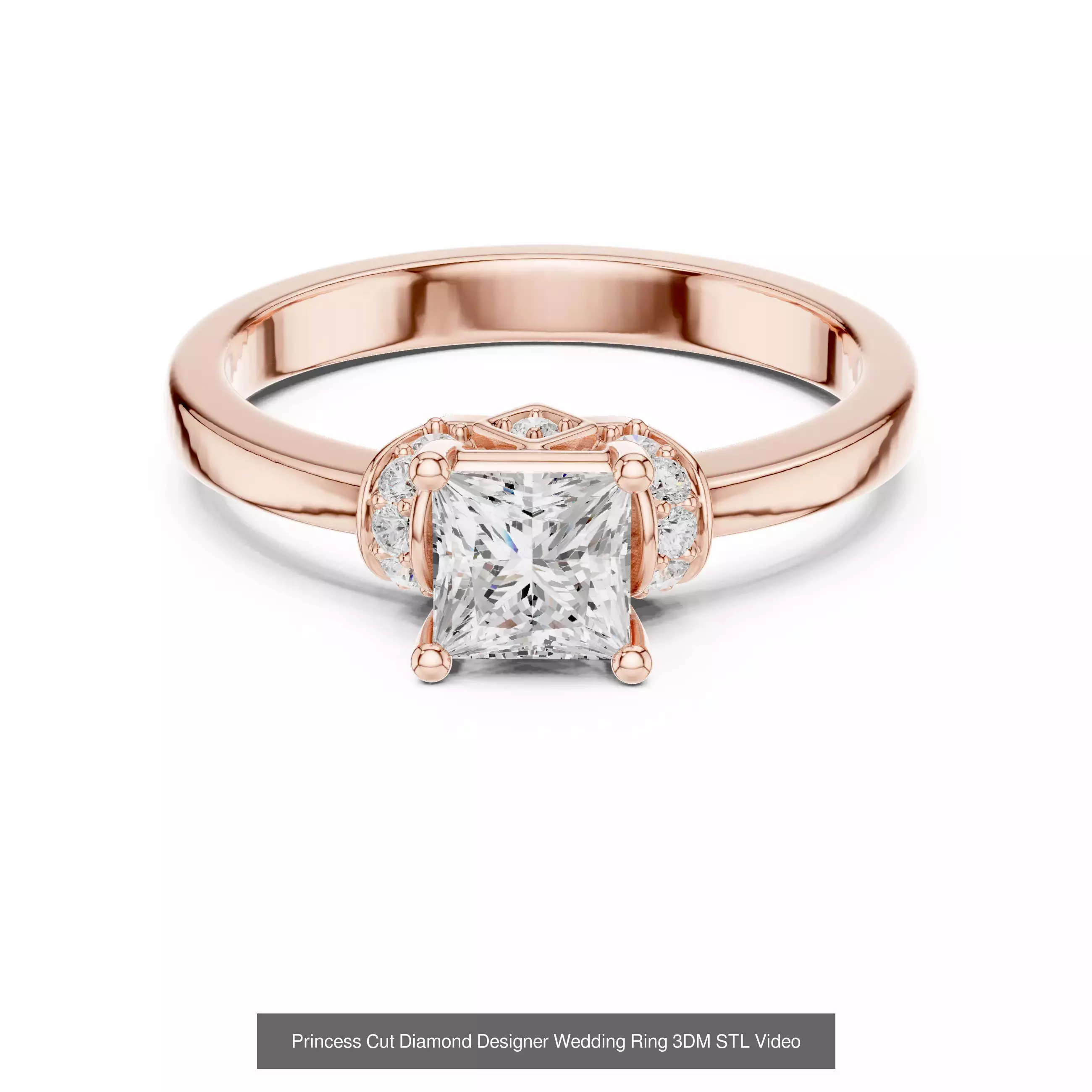 179 Princess Diamond Rings 3DM STL OBJ FBX 3 Color Render Video 3D Model Collection_88