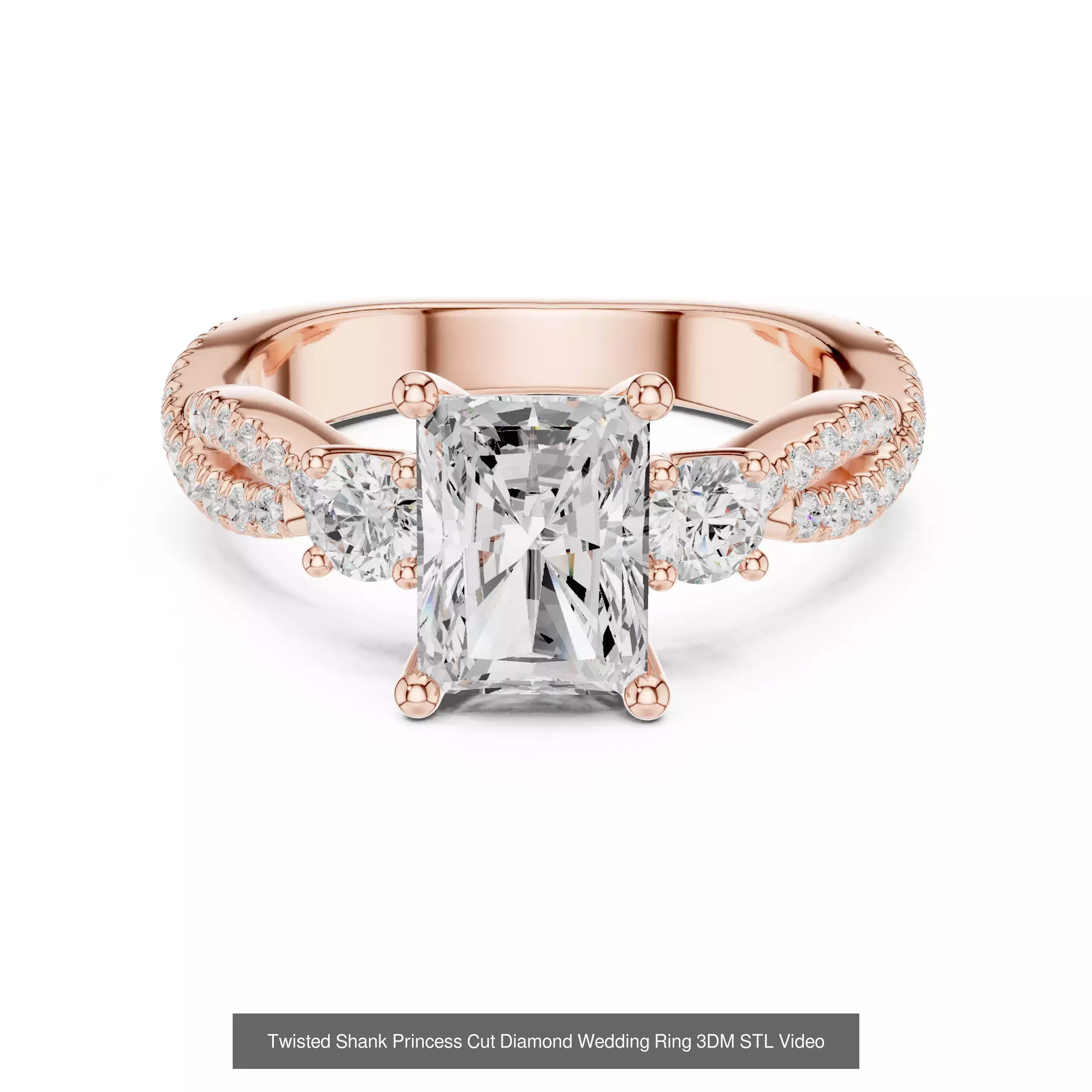 179 Princess Diamond Rings 3DM STL OBJ FBX 3 Color Render Video 3D Model Collection_155