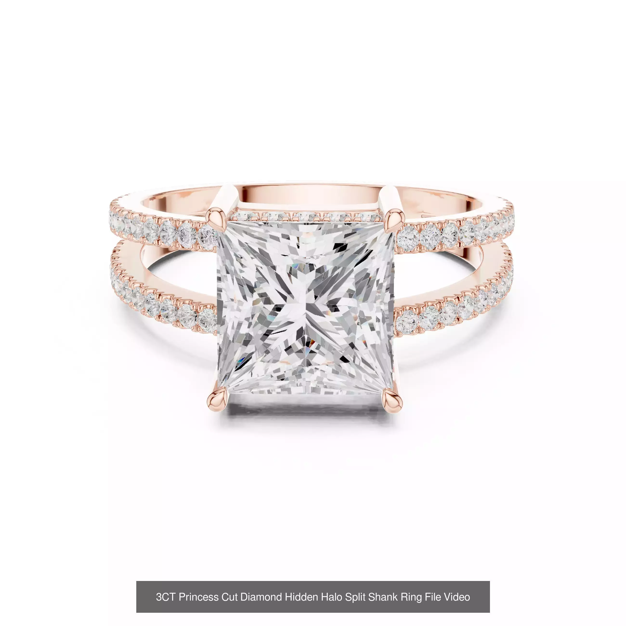 179 Princess Diamond Rings 3DM STL OBJ FBX 3 Color Render Video 3D Model Collection_192