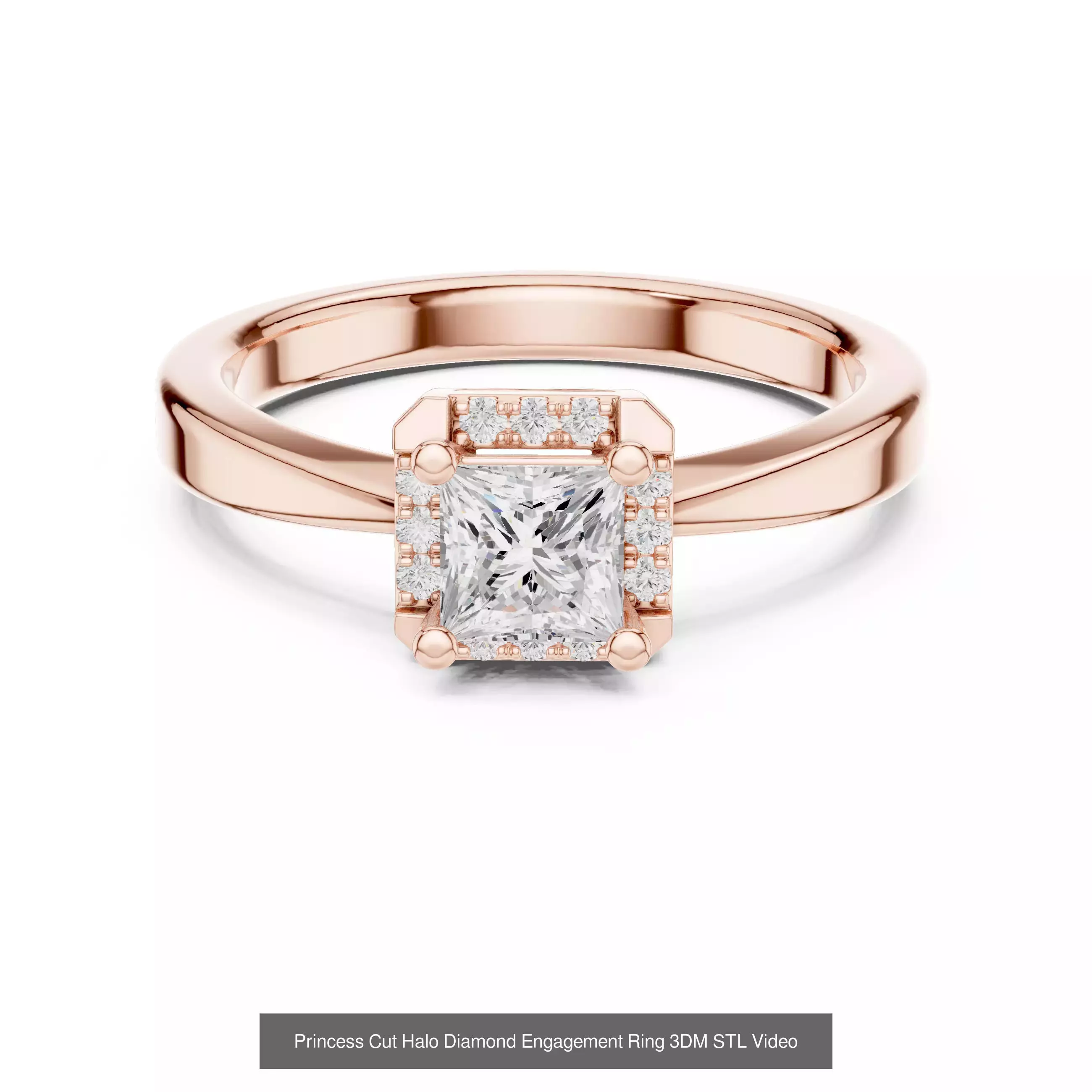 179 Princess Diamond Rings 3DM STL OBJ FBX 3 Color Render Video 3D Model Collection_87