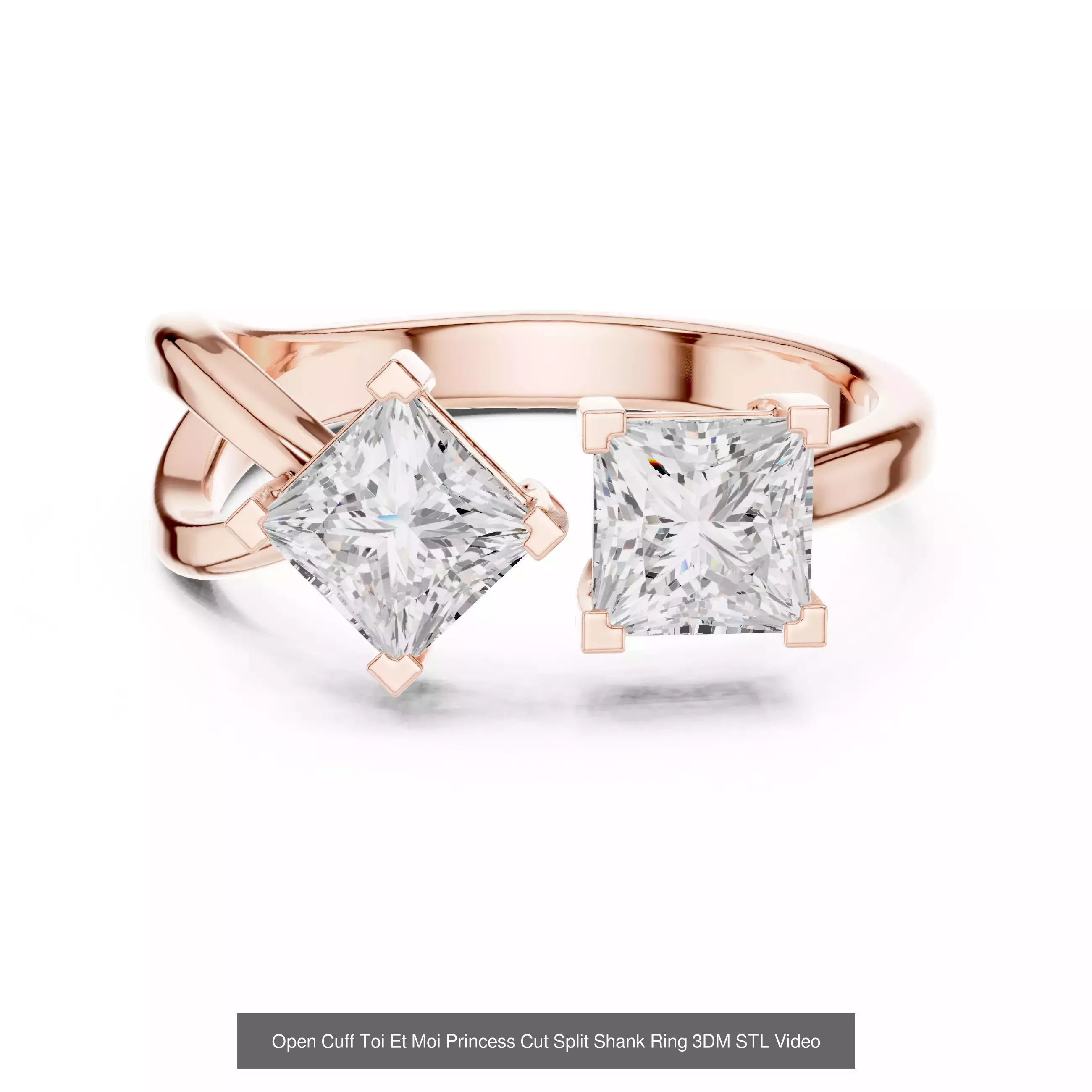 179 Princess Diamond Rings 3DM STL OBJ FBX 3 Color Render Video 3D Model Collection_80