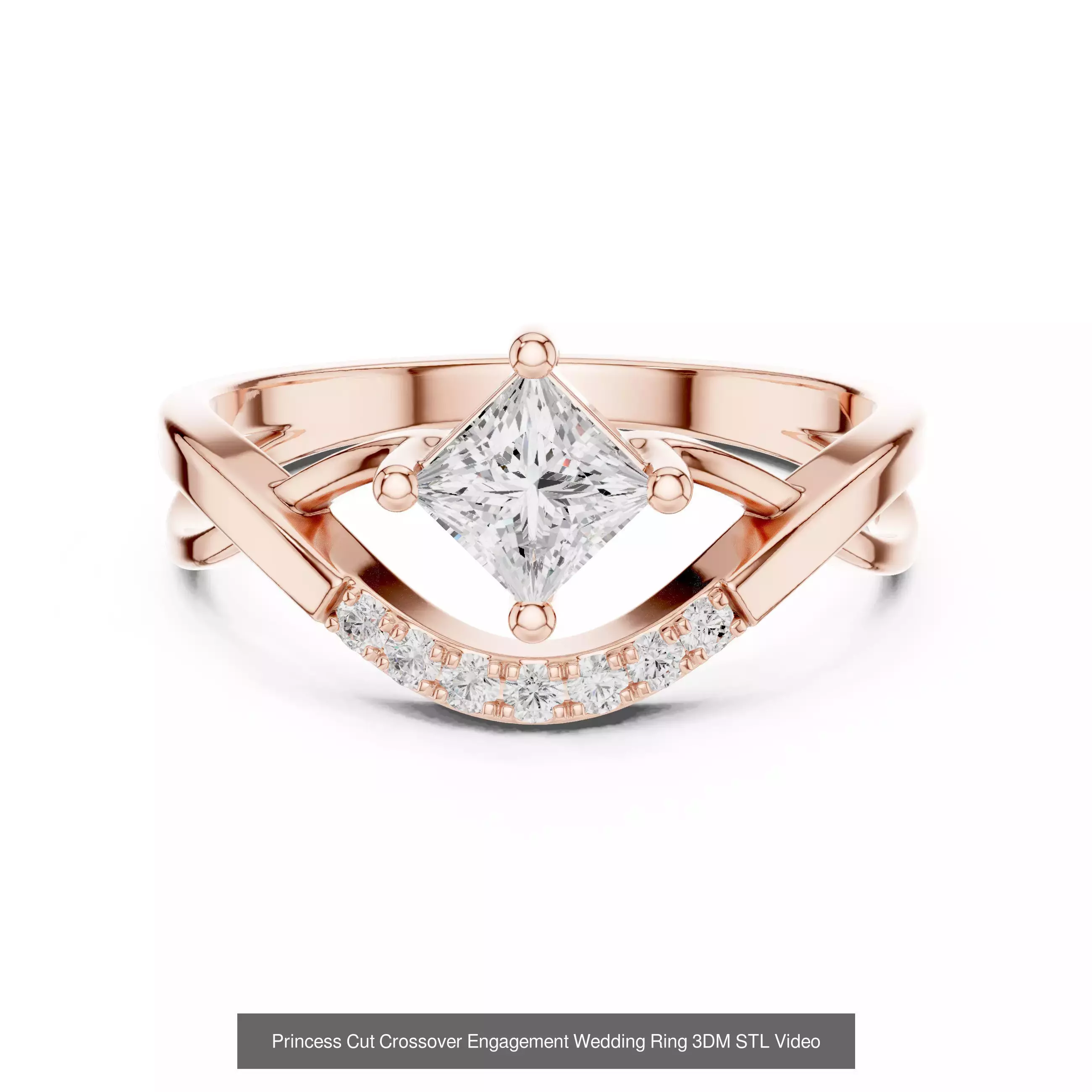 179 Princess Diamond Rings 3DM STL OBJ FBX 3 Color Render Video 3D Model Collection_82