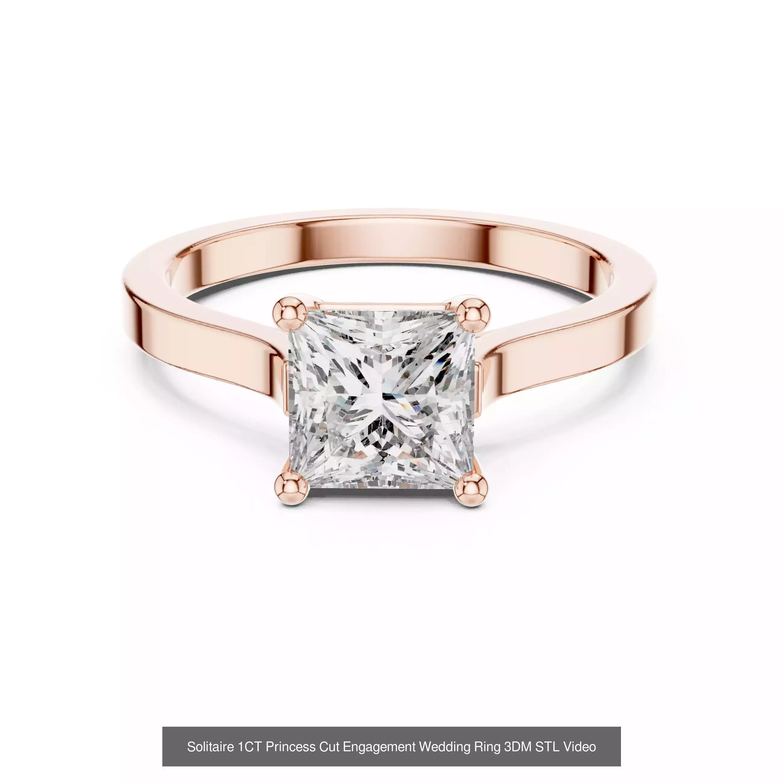 179 Princess Diamond Rings 3DM STL OBJ FBX 3 Color Render Video 3D Model Collection_61