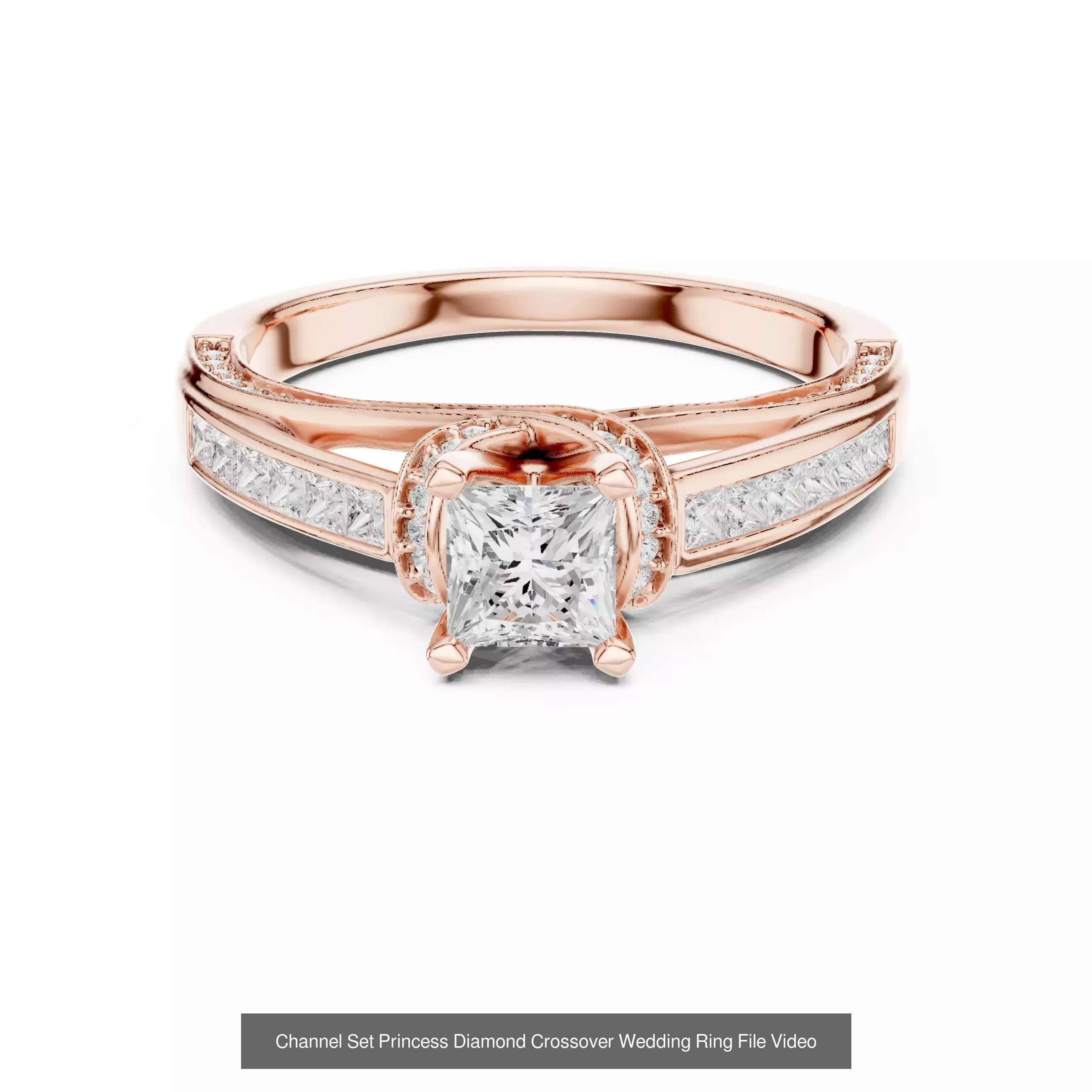 179 Princess Diamond Rings 3DM STL OBJ FBX 3 Color Render Video 3D Model Collection_144