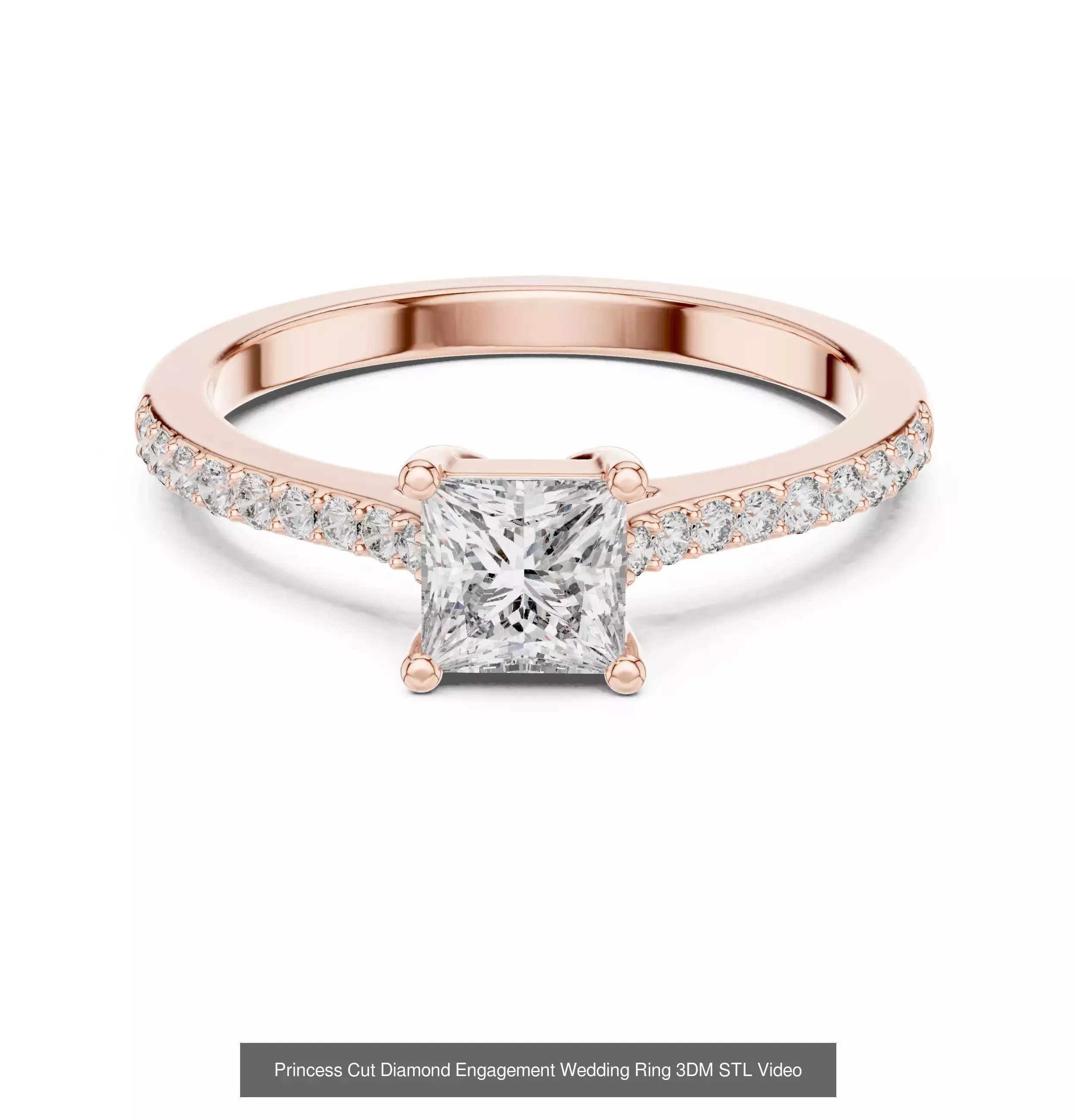 179 Princess Diamond Rings 3DM STL OBJ FBX 3 Color Render Video 3D Model Collection_45