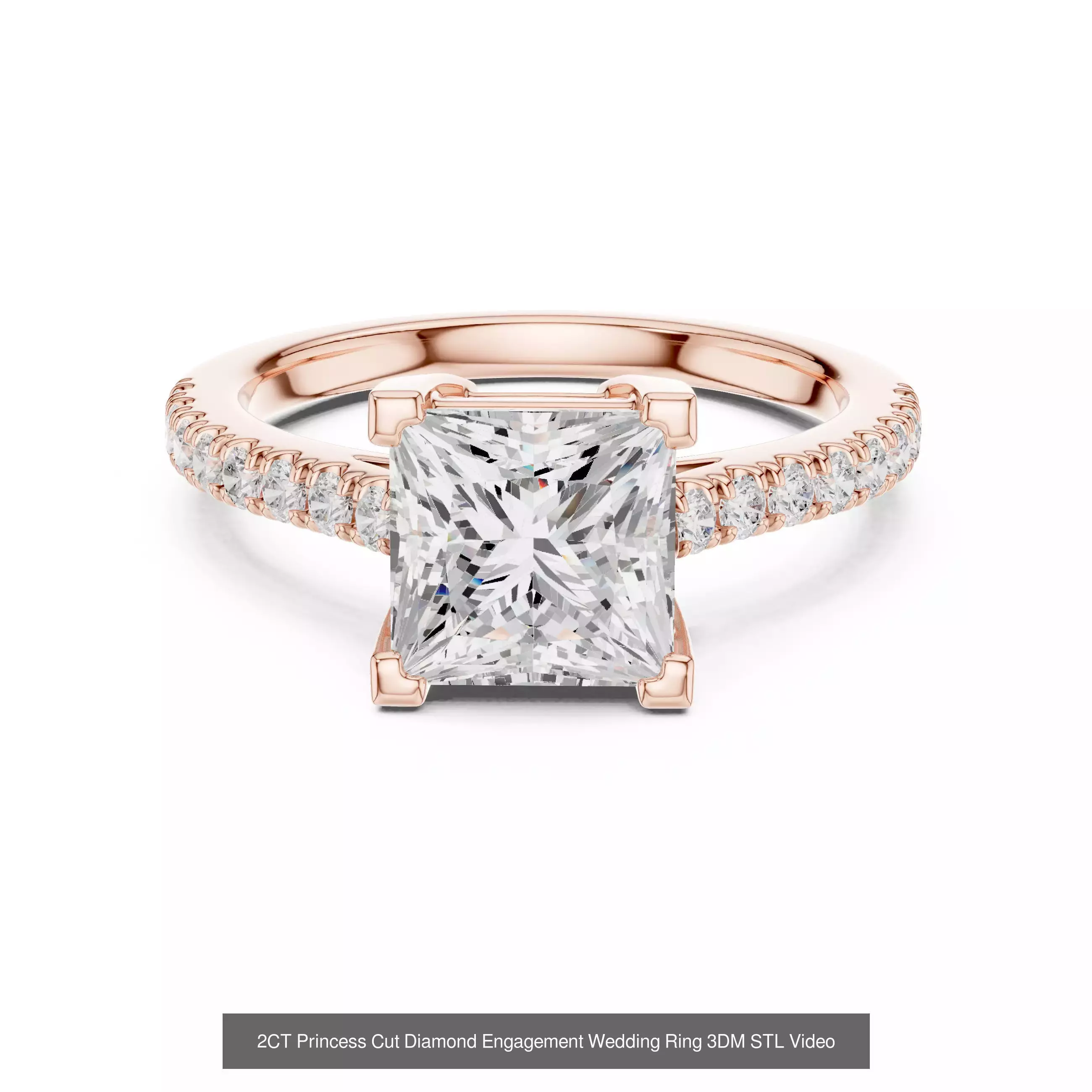 179 Princess Diamond Rings 3DM STL OBJ FBX 3 Color Render Video 3D Model Collection_109