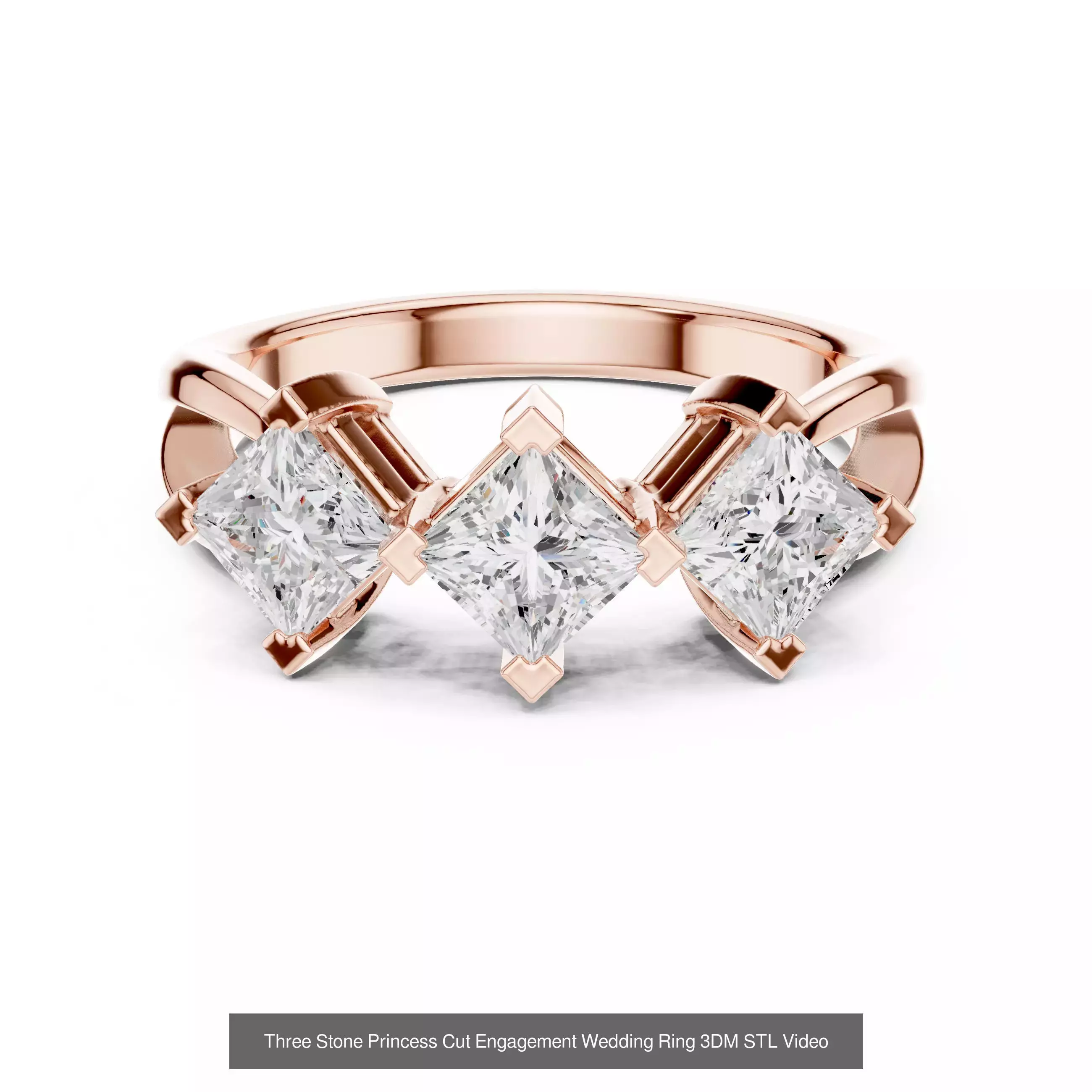 179 Princess Diamond Rings 3DM STL OBJ FBX 3 Color Render Video 3D Model Collection_83