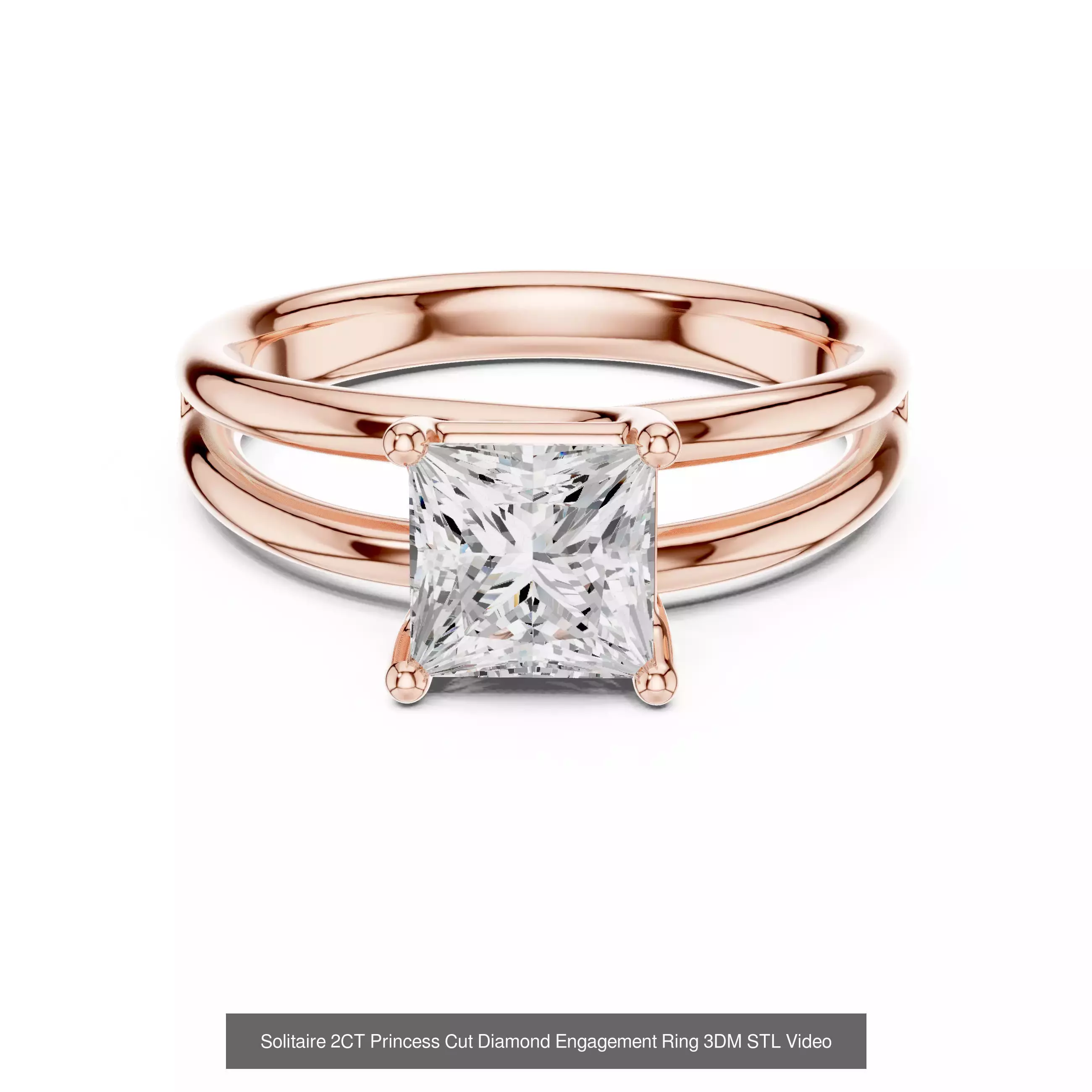 179 Princess Diamond Rings 3DM STL OBJ FBX 3 Color Render Video 3D Model Collection_190