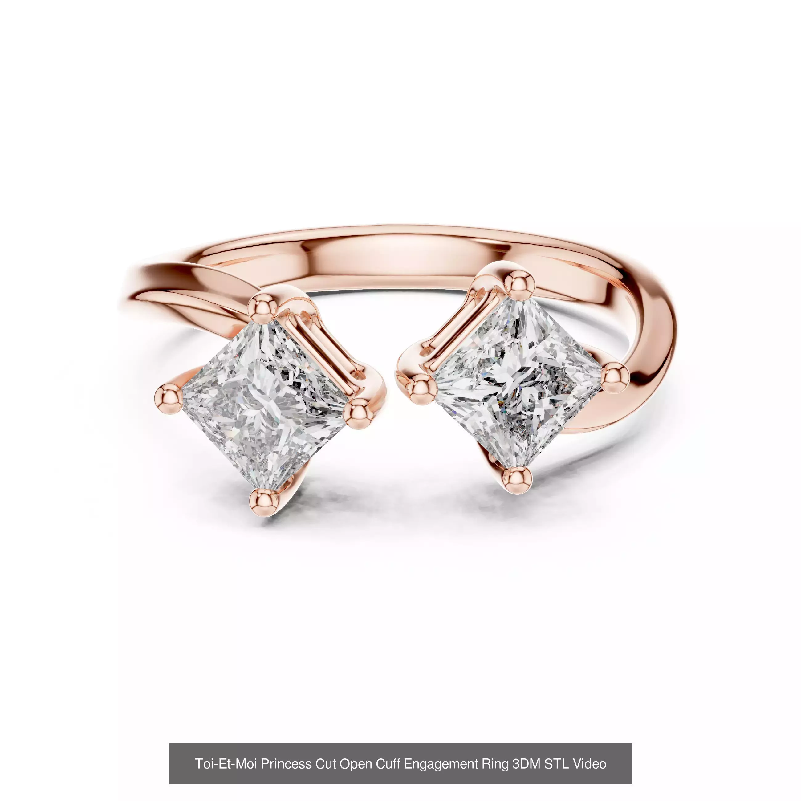 179 Princess Diamond Rings 3DM STL OBJ FBX 3 Color Render Video 3D Model Collection_29