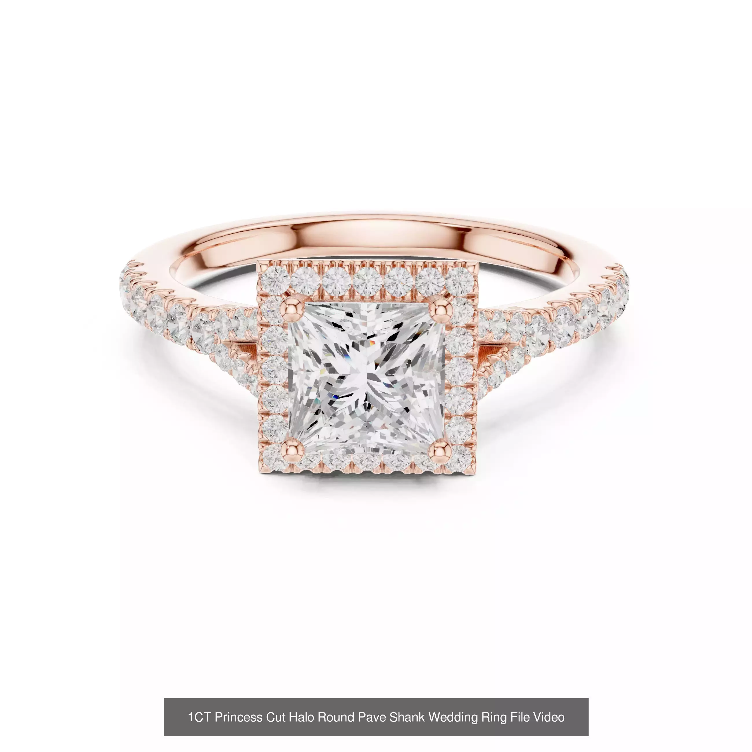 179 Princess Diamond Rings 3DM STL OBJ FBX 3 Color Render Video 3D Model Collection_162