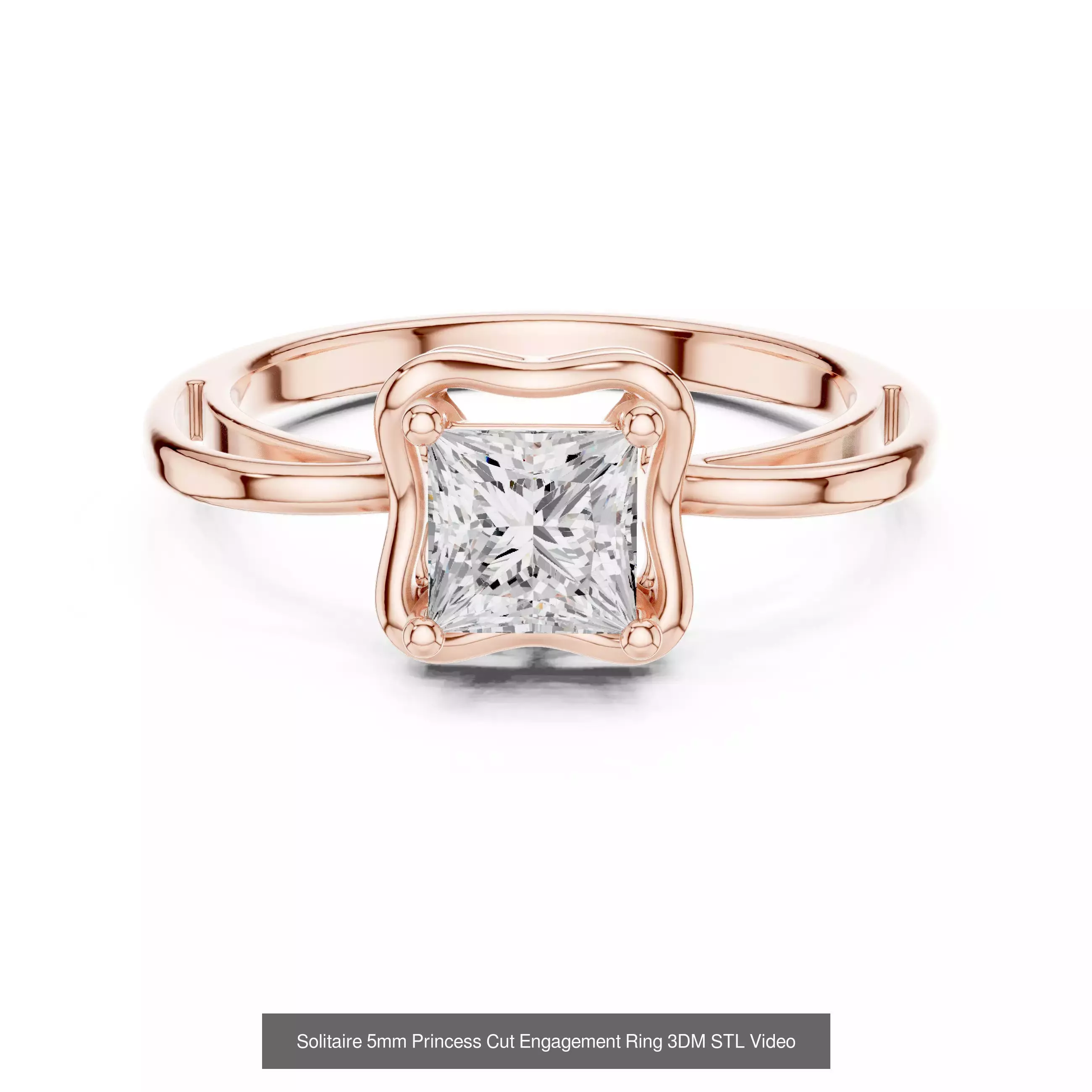 179 Princess Diamond Rings 3DM STL OBJ FBX 3 Color Render Video 3D Model Collection_93