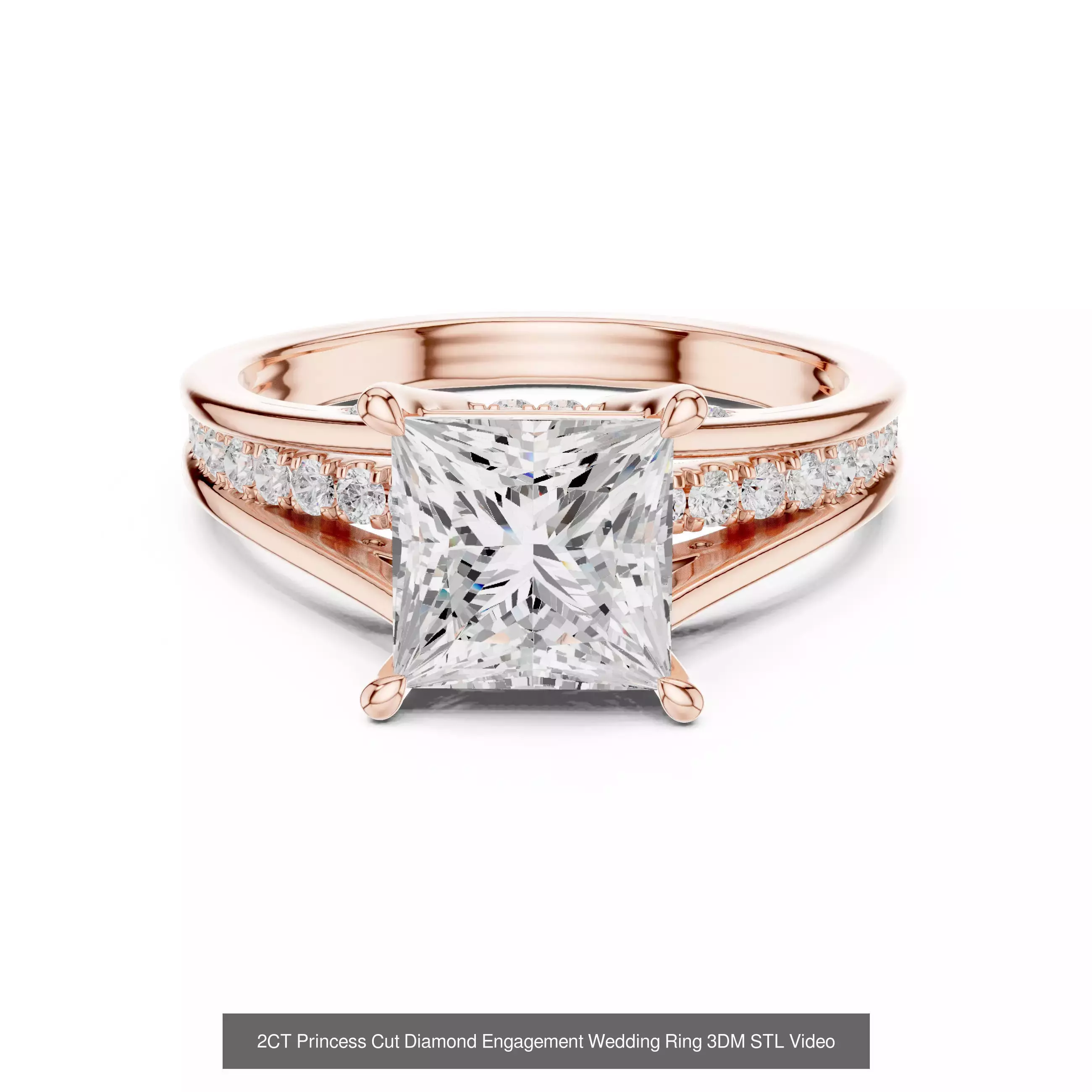 179 Princess Diamond Rings 3DM STL OBJ FBX 3 Color Render Video 3D Model Collection_173