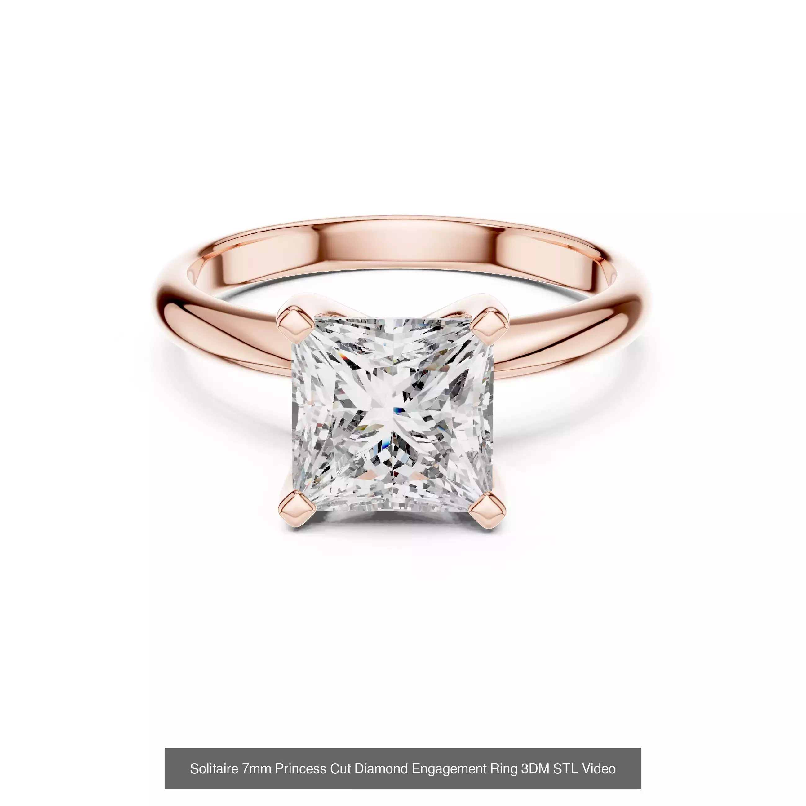 179 Princess Diamond Rings 3DM STL OBJ FBX 3 Color Render Video 3D Model Collection_188