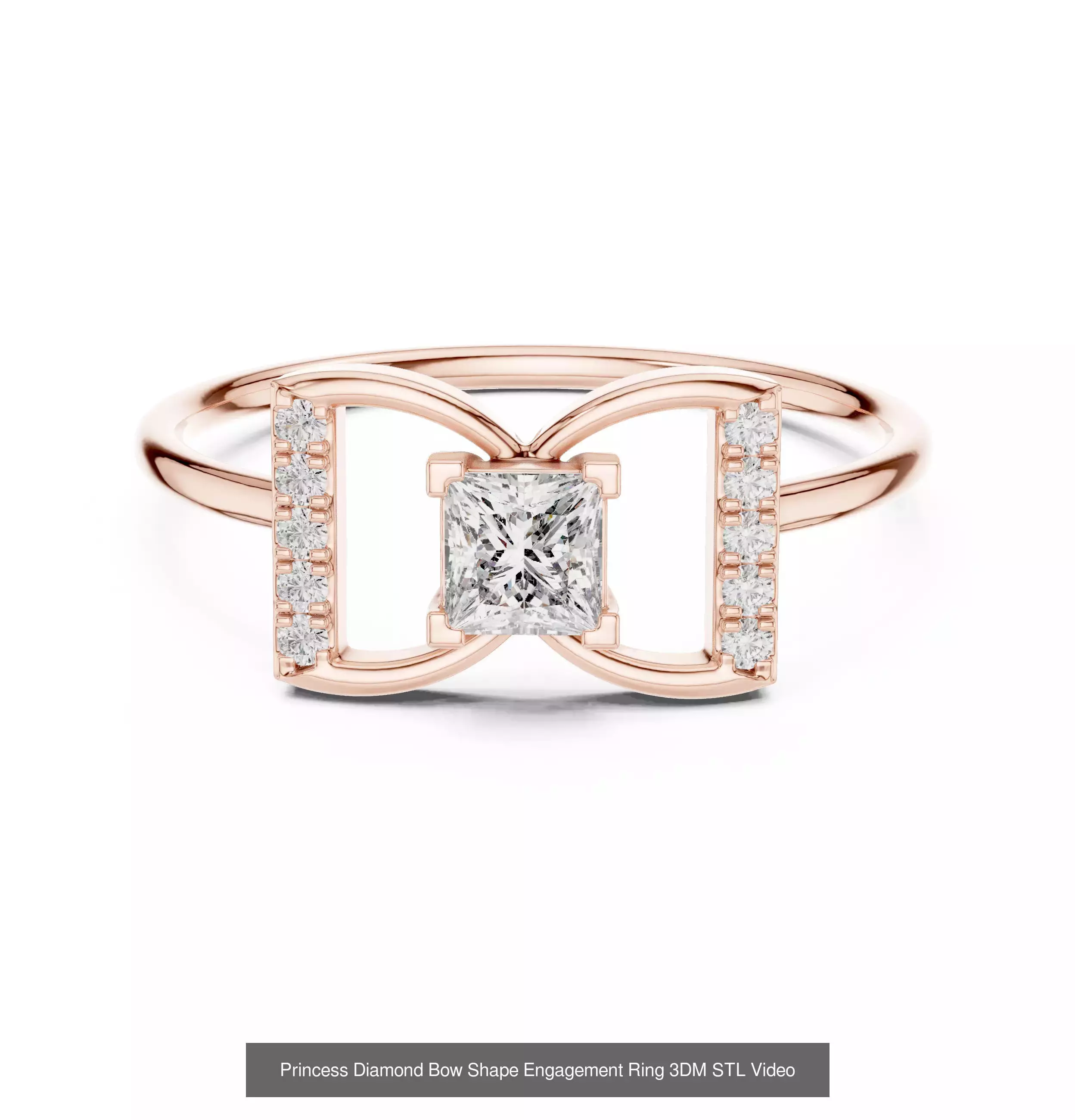 179 Princess Diamond Rings 3DM STL OBJ FBX 3 Color Render Video 3D Model Collection_54