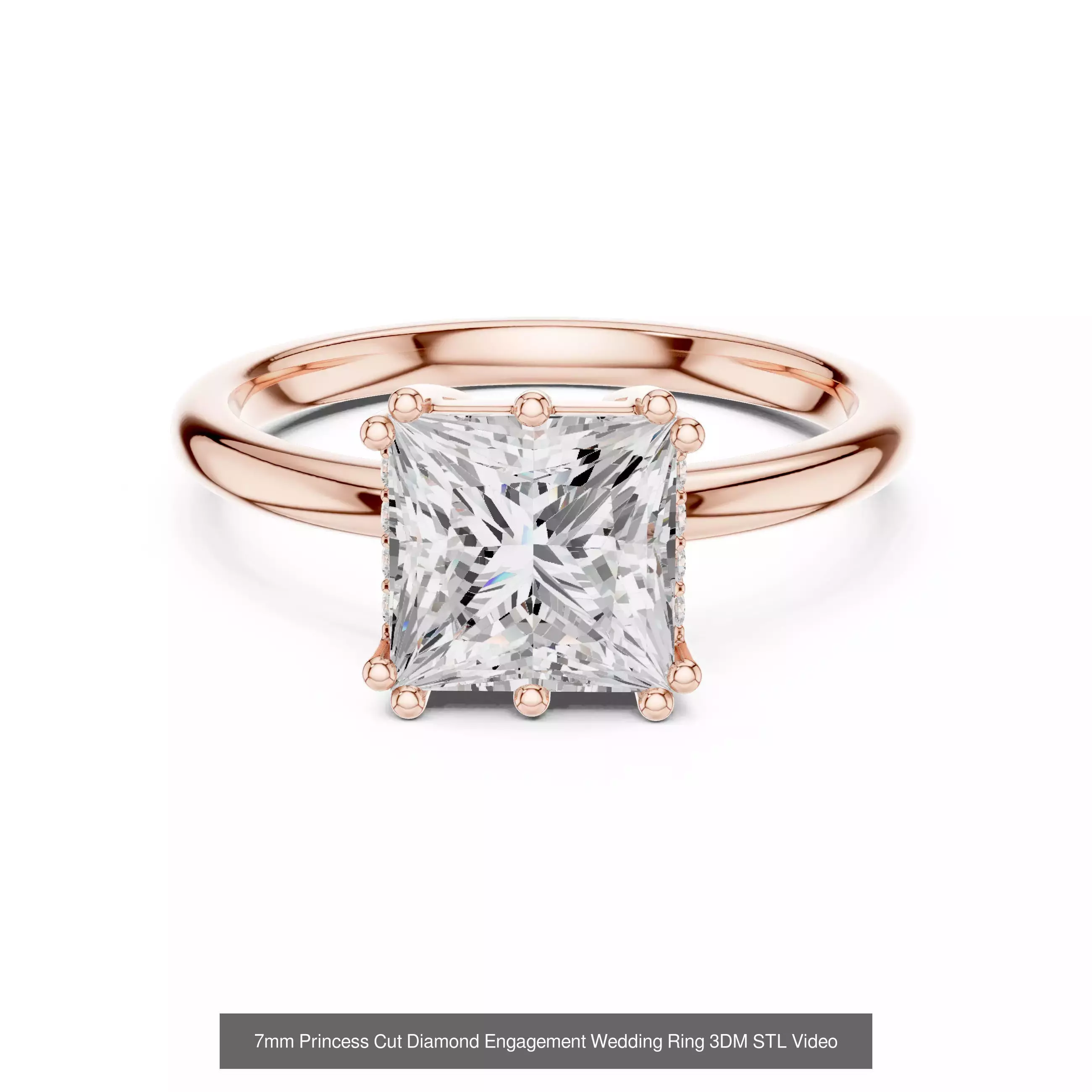 179 Princess Diamond Rings 3DM STL OBJ FBX 3 Color Render Video 3D Model Collection_116