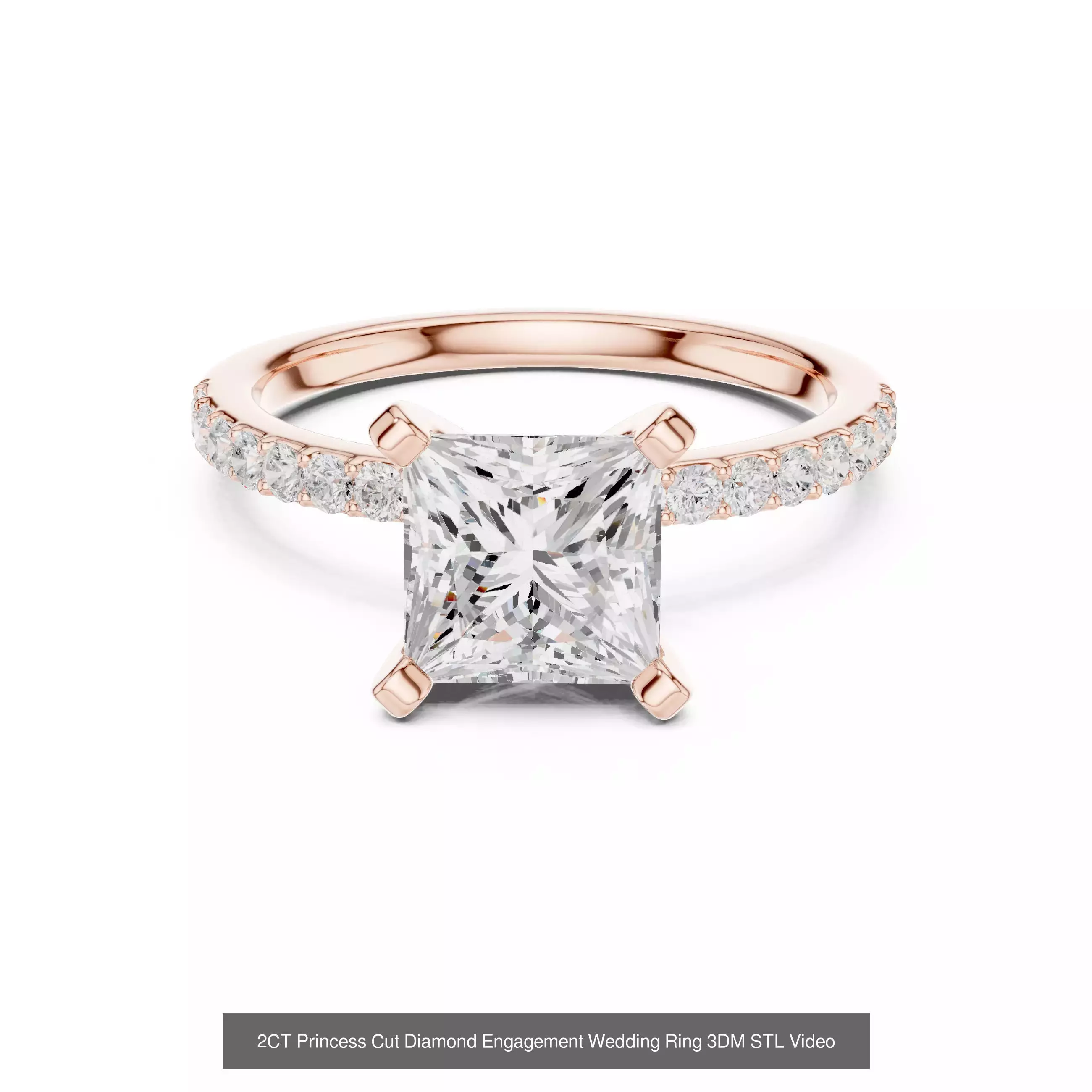 179 Princess Diamond Rings 3DM STL OBJ FBX 3 Color Render Video 3D Model Collection_160