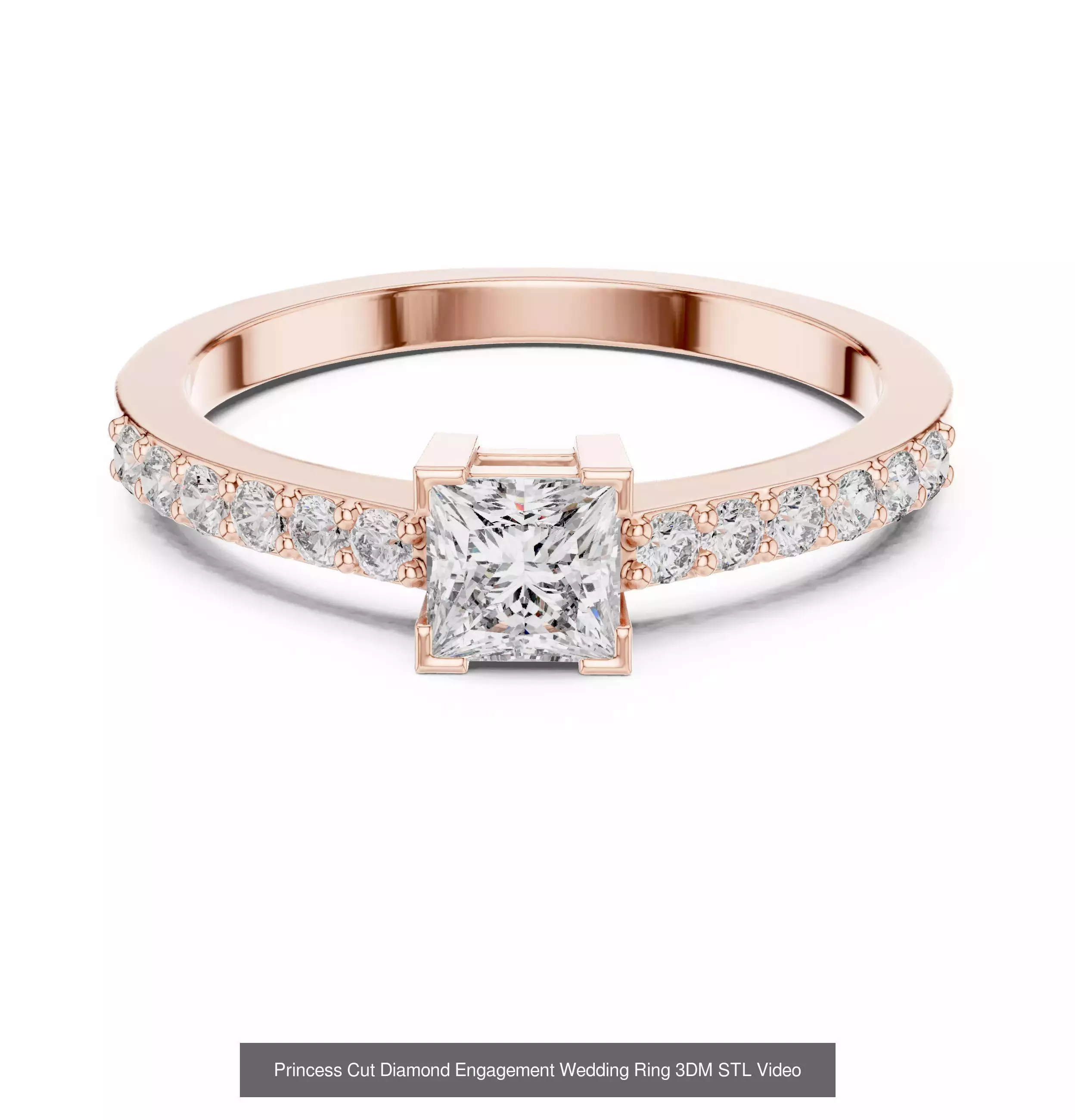 179 Princess Diamond Rings 3DM STL OBJ FBX 3 Color Render Video 3D Model Collection_49