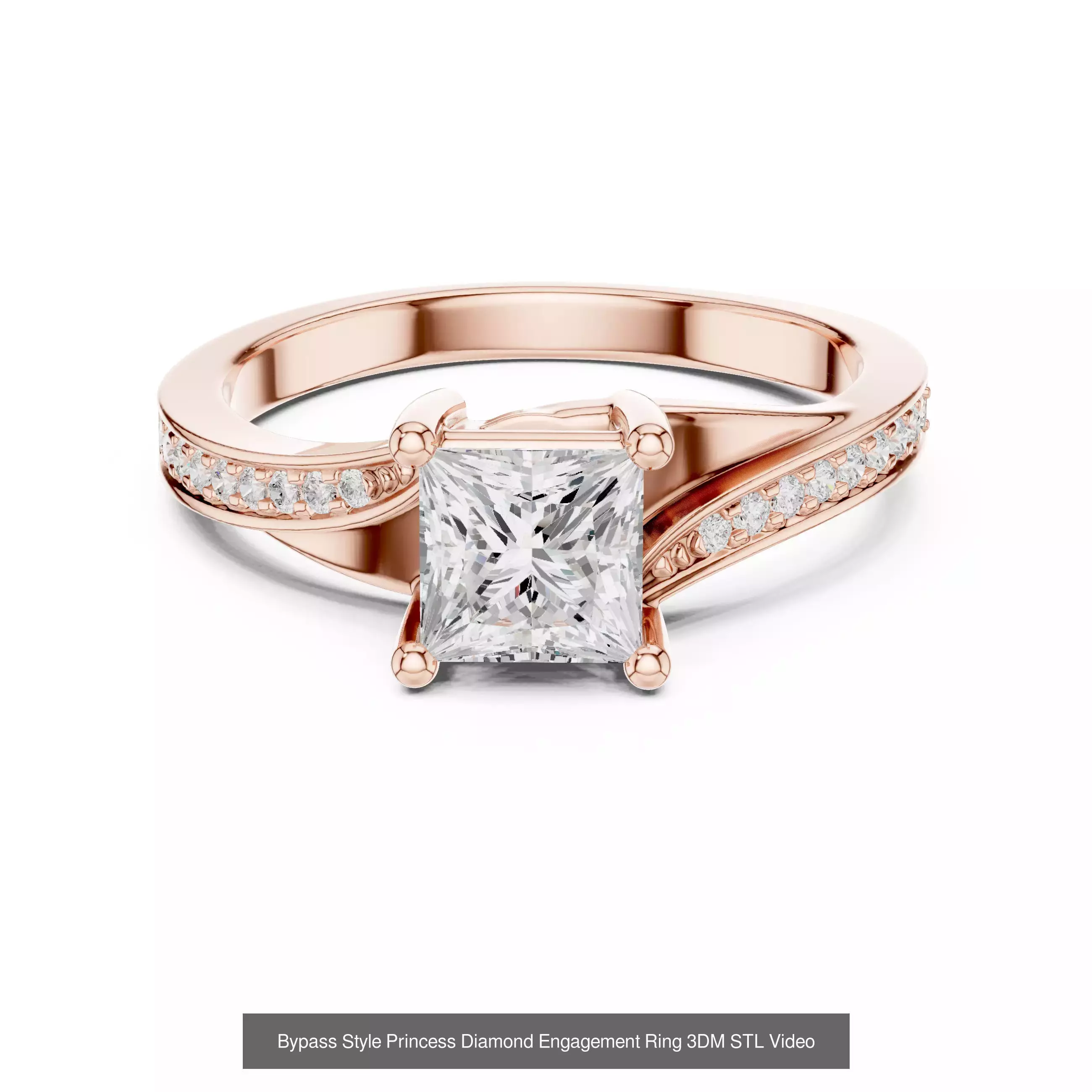 179 Princess Diamond Rings 3DM STL OBJ FBX 3 Color Render Video 3D Model Collection_98