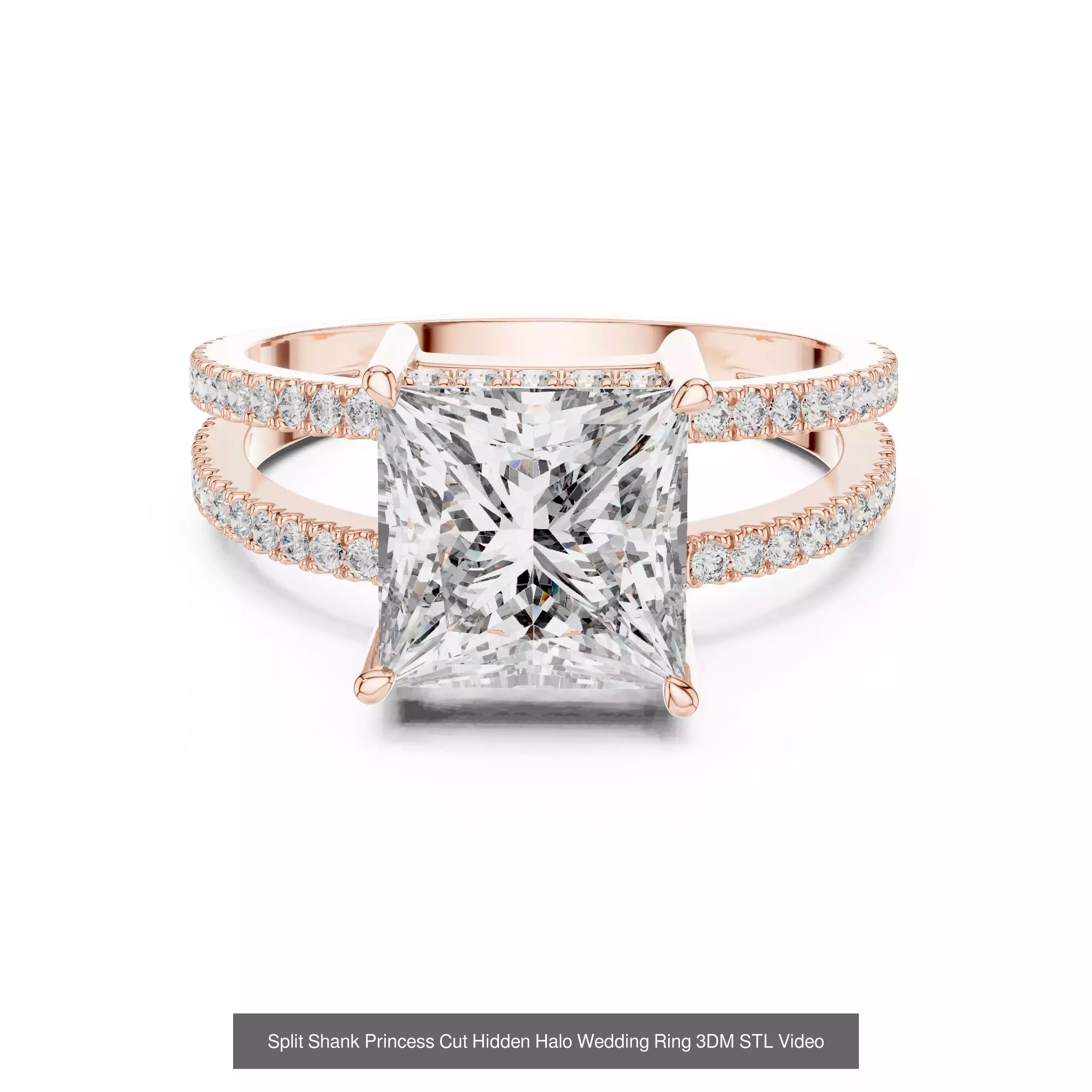 179 Princess Diamond Rings 3DM STL OBJ FBX 3 Color Render Video 3D Model Collection_31