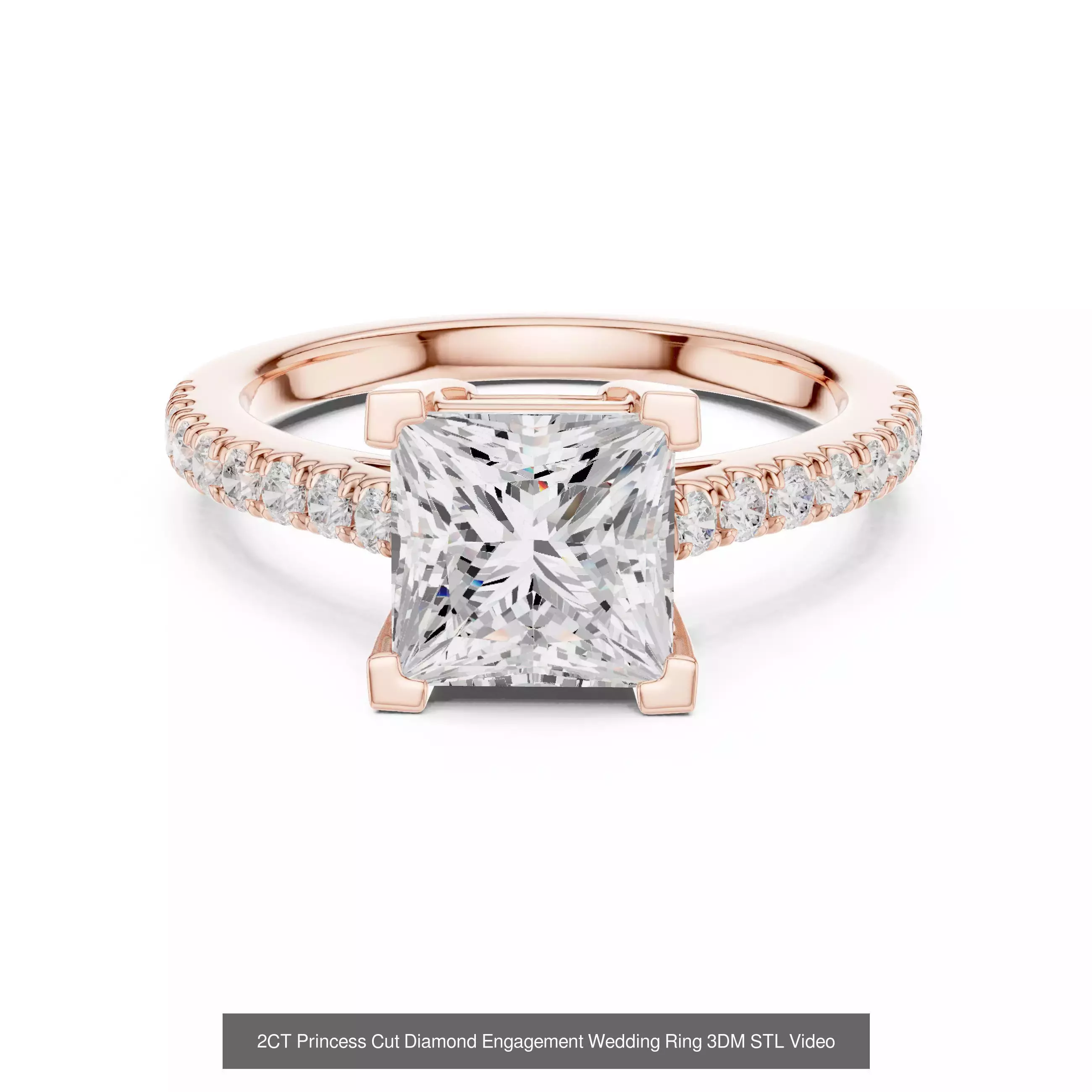 179 Princess Diamond Rings 3DM STL OBJ FBX 3 Color Render Video 3D Model Collection_158