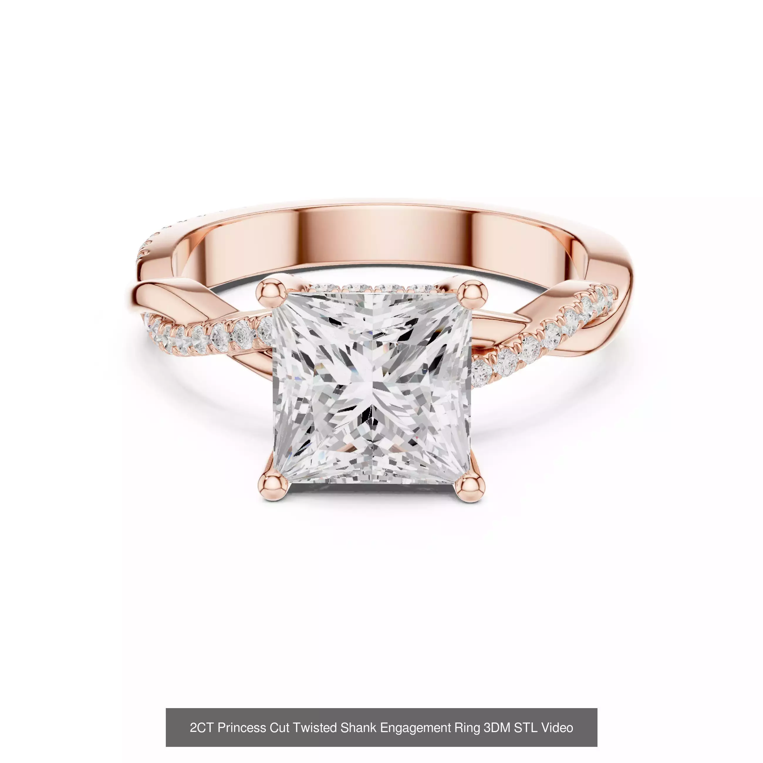 179 Princess Diamond Rings 3DM STL OBJ FBX 3 Color Render Video 3D Model Collection_110