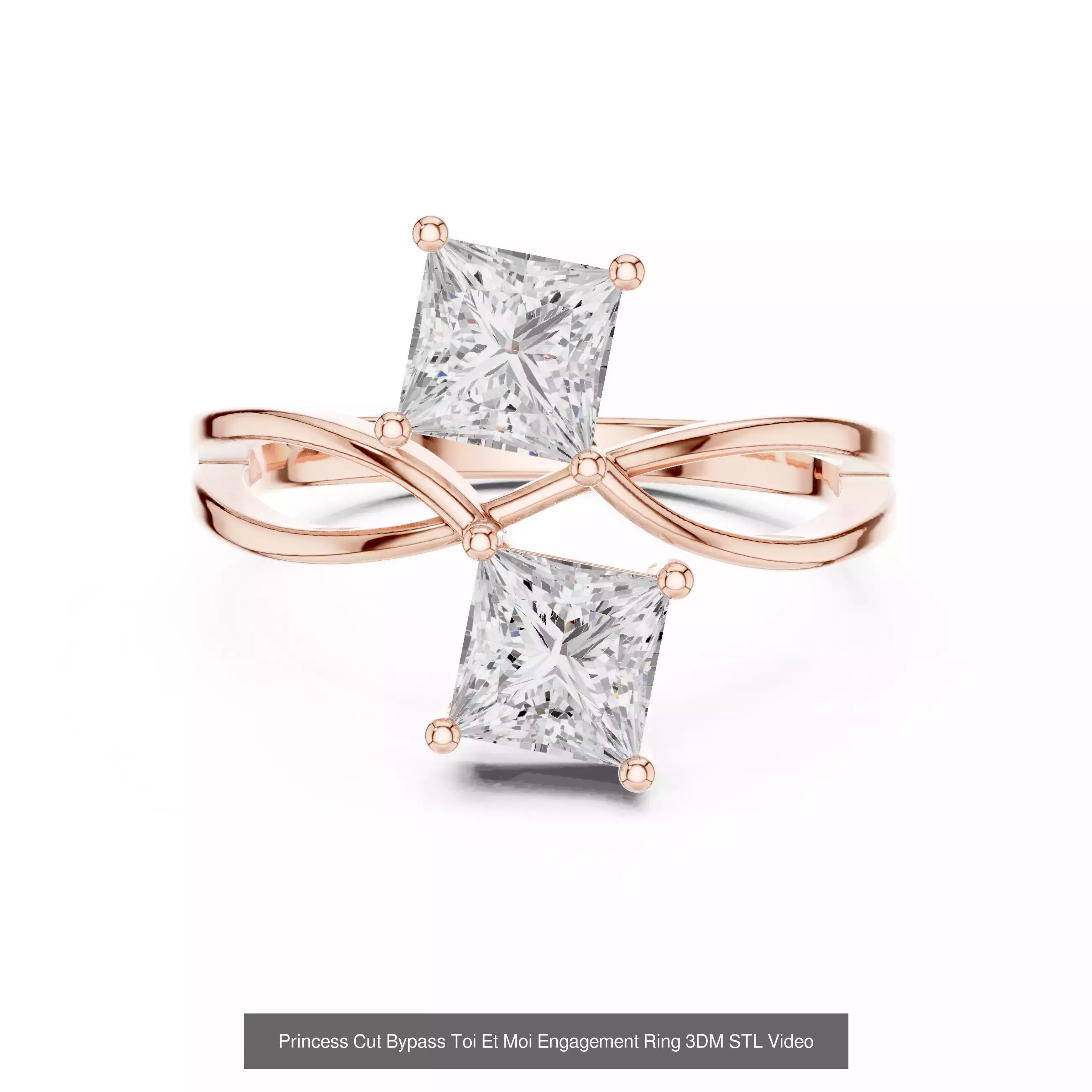 179 Princess Diamond Rings 3DM STL OBJ FBX 3 Color Render Video 3D Model Collection_97