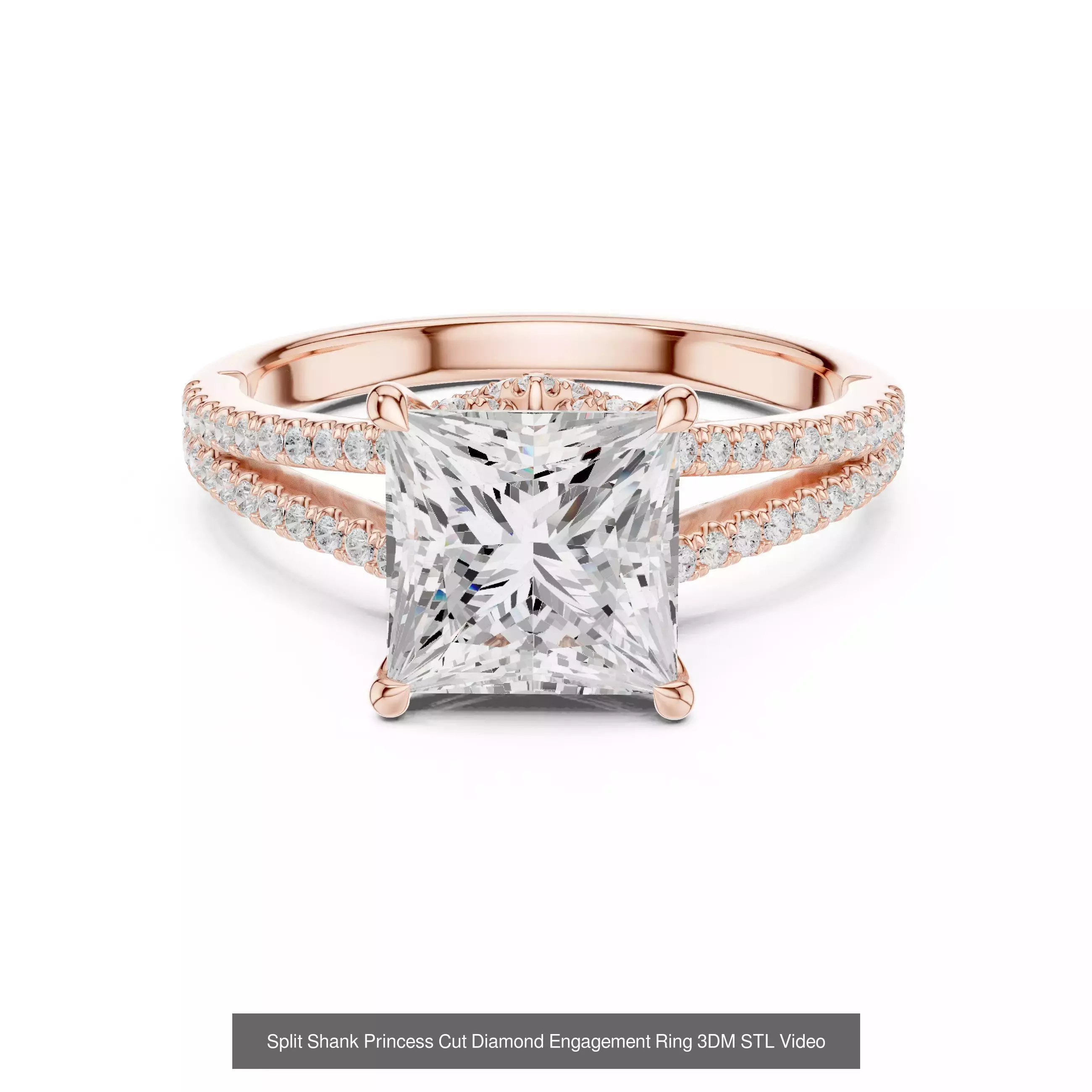 179 Princess Diamond Rings 3DM STL OBJ FBX 3 Color Render Video 3D Model Collection_148