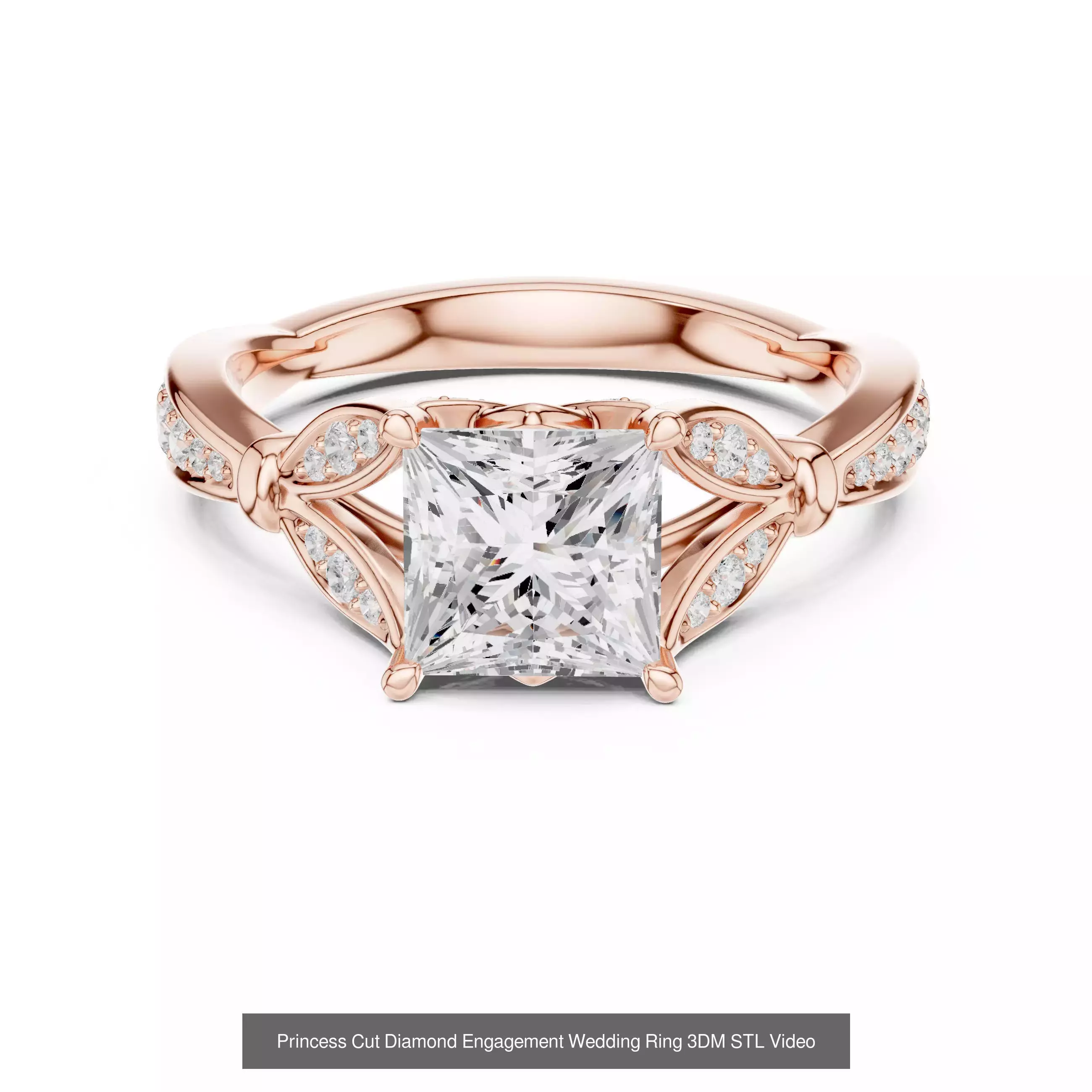 179 Princess Diamond Rings 3DM STL OBJ FBX 3 Color Render Video 3D Model Collection_117