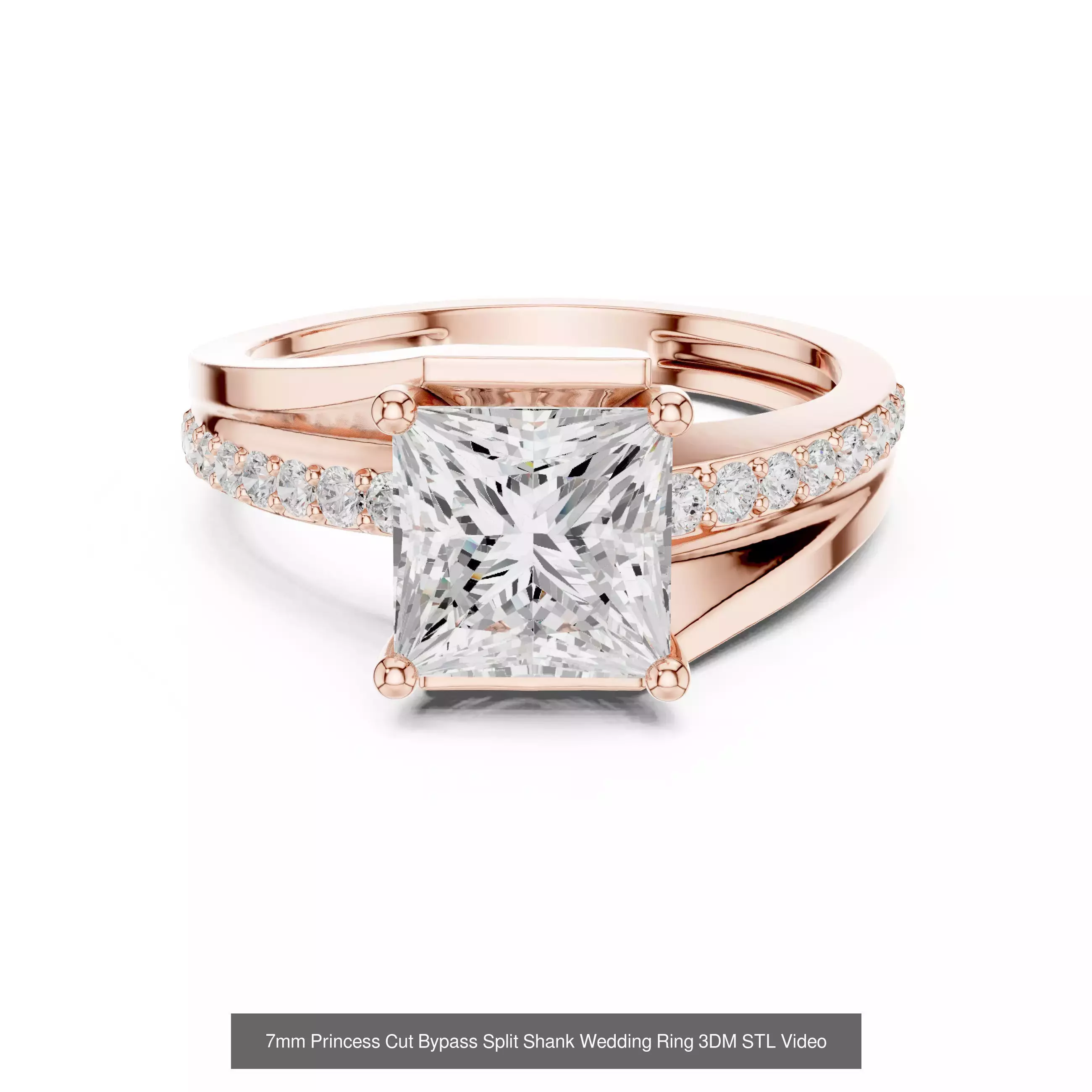 179 Princess Diamond Rings 3DM STL OBJ FBX 3 Color Render Video 3D Model Collection_58