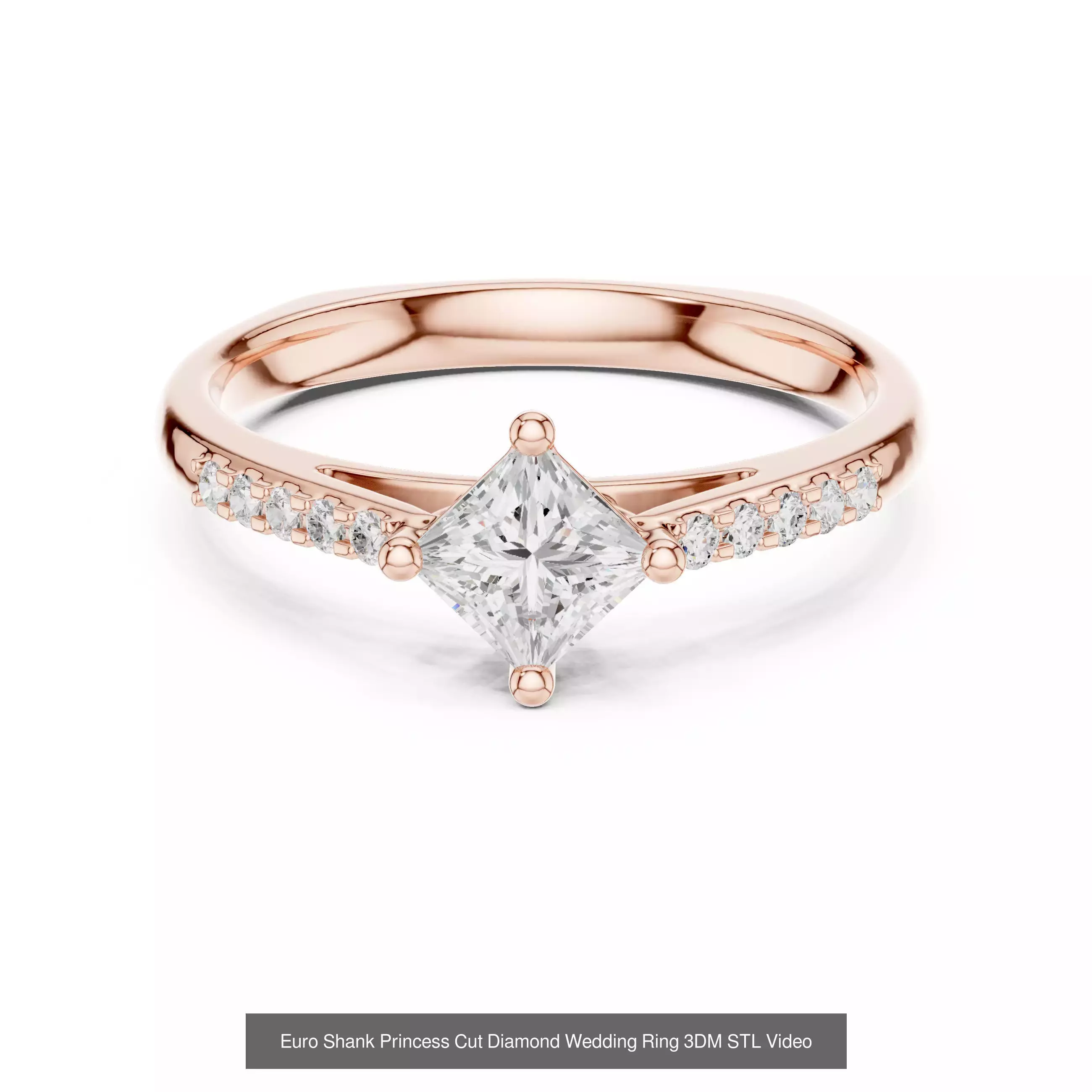 179 Princess Diamond Rings 3DM STL OBJ FBX 3 Color Render Video 3D Model Collection_96