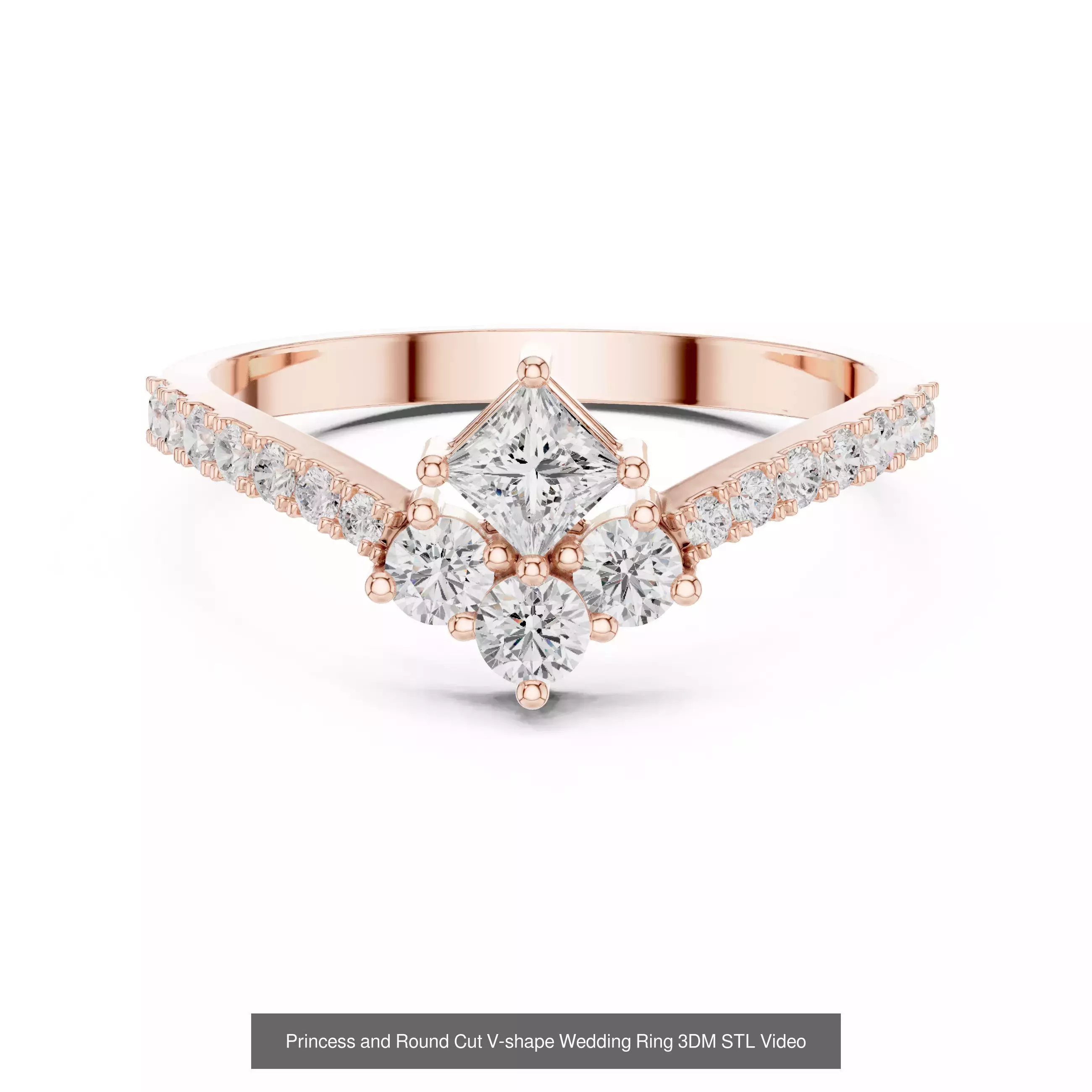 179 Princess Diamond Rings 3DM STL OBJ FBX 3 Color Render Video 3D Model Collection_51