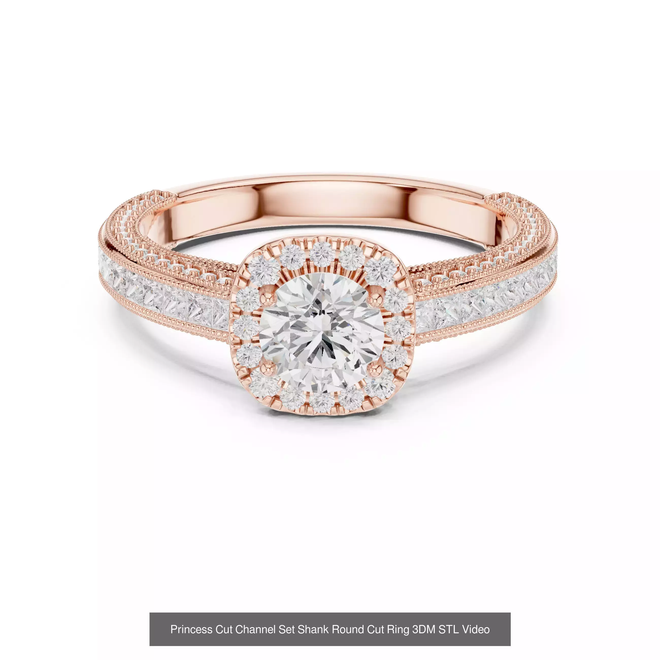 179 Princess Diamond Rings 3DM STL OBJ FBX 3 Color Render Video 3D Model Collection_138