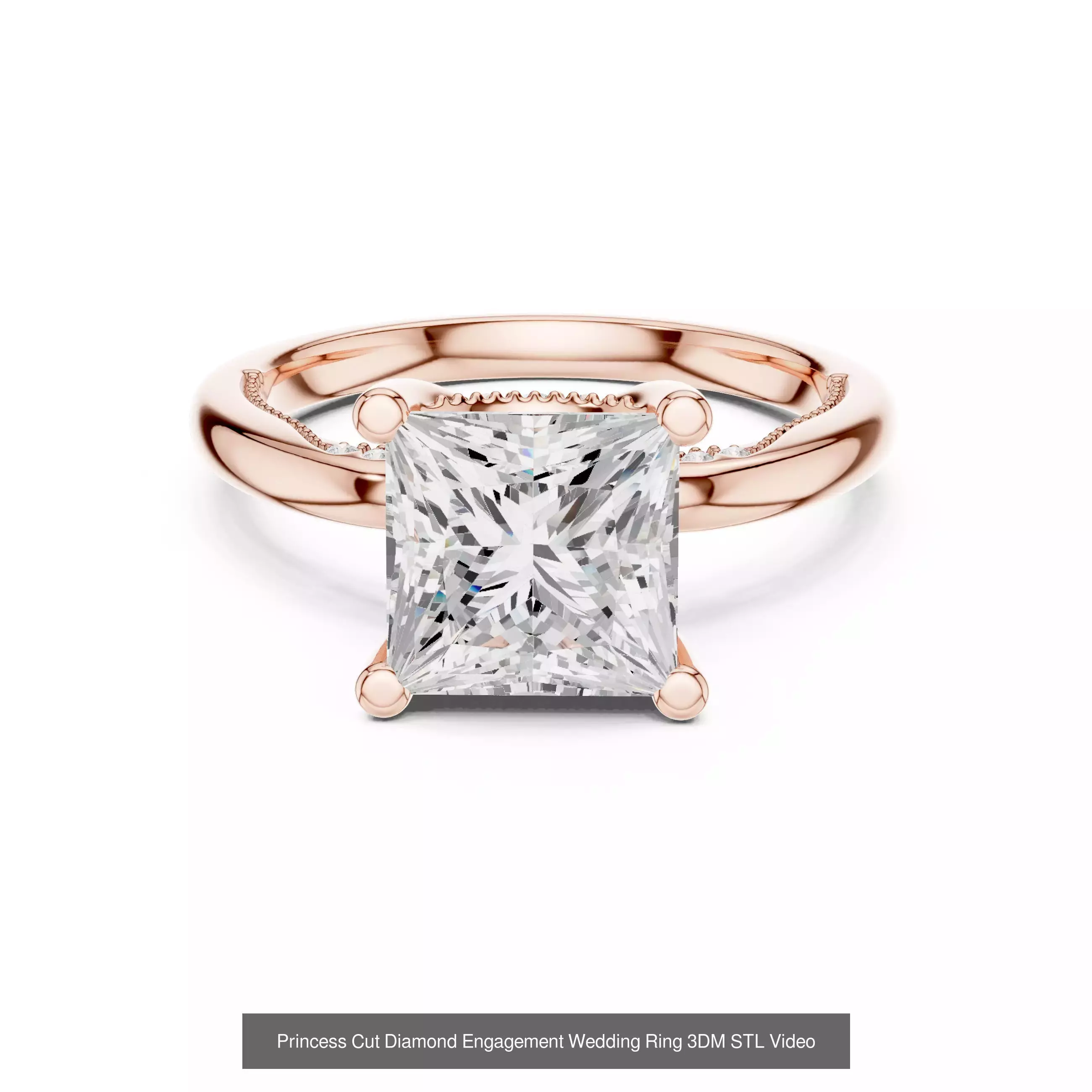 179 Princess Diamond Rings 3DM STL OBJ FBX 3 Color Render Video 3D Model Collection_124