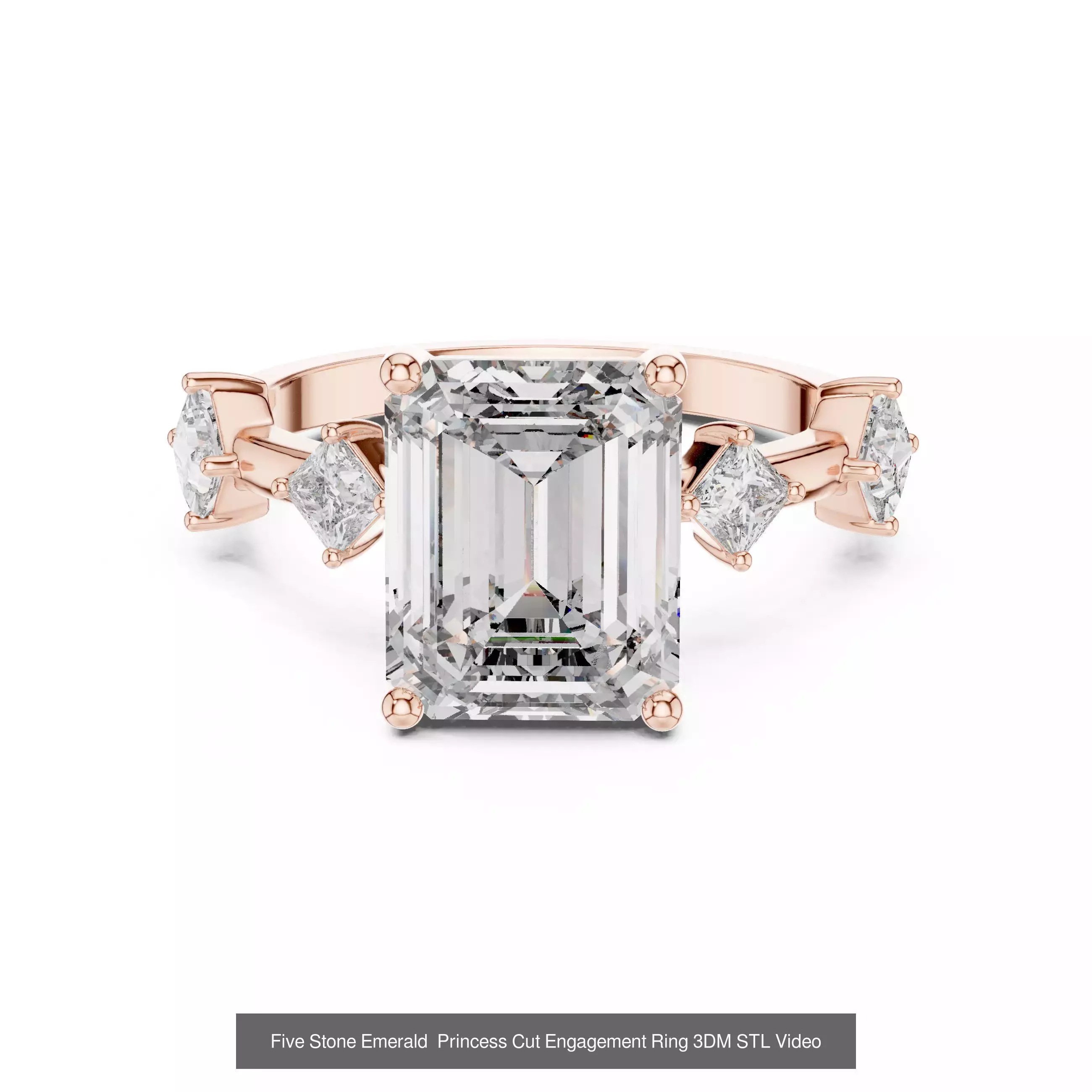 179 Princess Diamond Rings 3DM STL OBJ FBX 3 Color Render Video 3D Model Collection_65