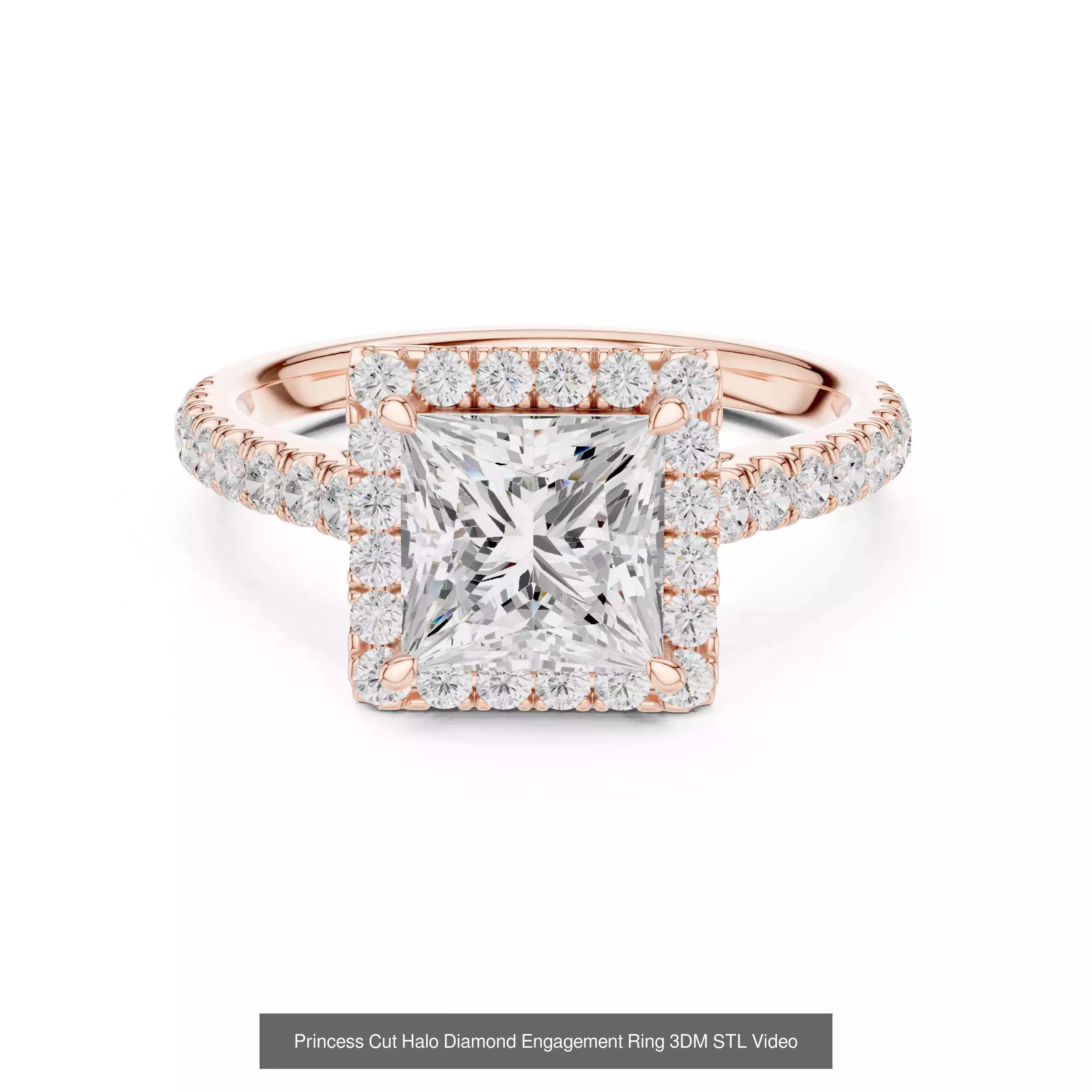 179 Princess Diamond Rings 3DM STL OBJ FBX 3 Color Render Video 3D Model Collection_122