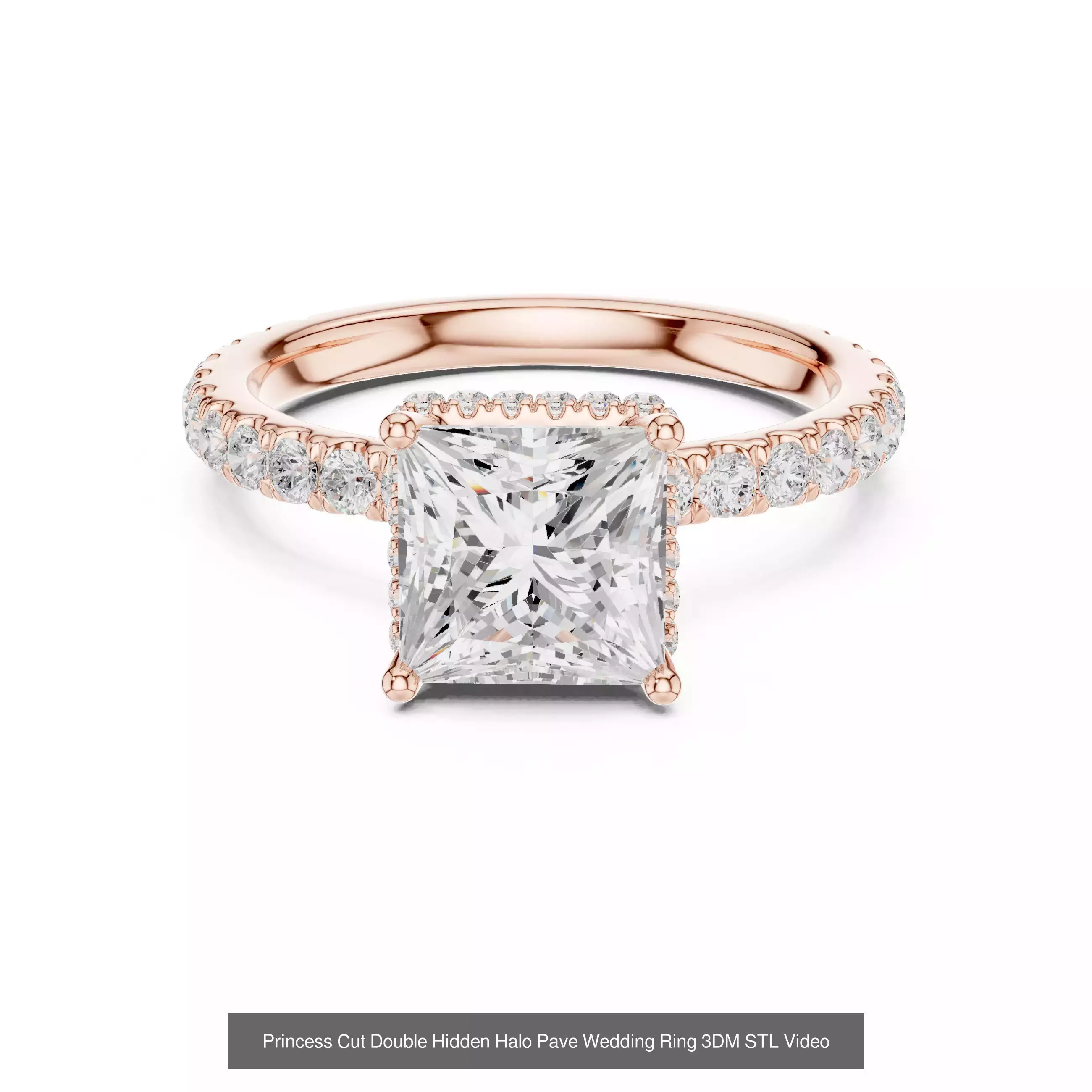 179 Princess Diamond Rings 3DM STL OBJ FBX 3 Color Render Video 3D Model Collection_165